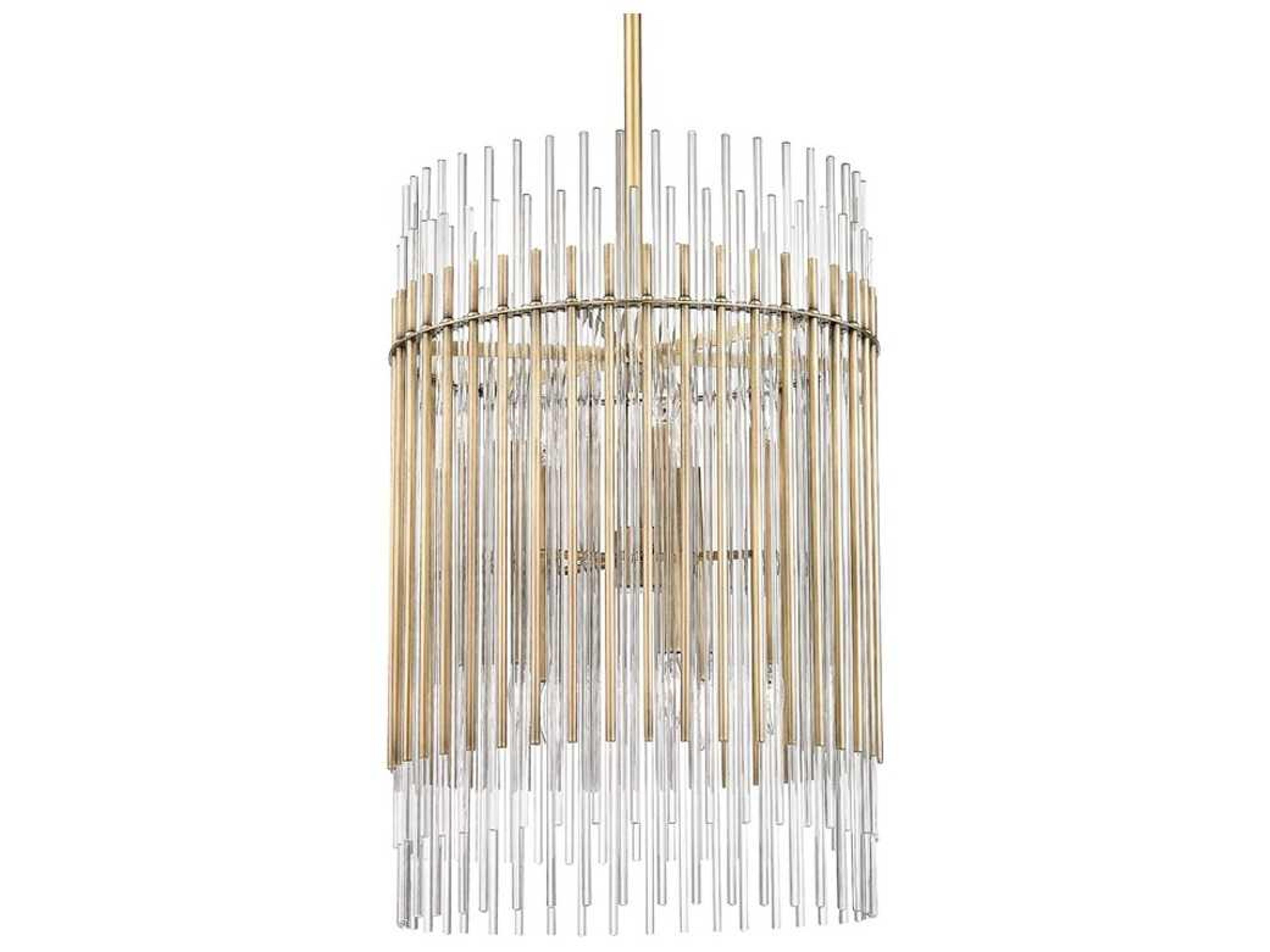 Hudson Valley Wallis 10-Light Aged Brass Clear Glass Pendant