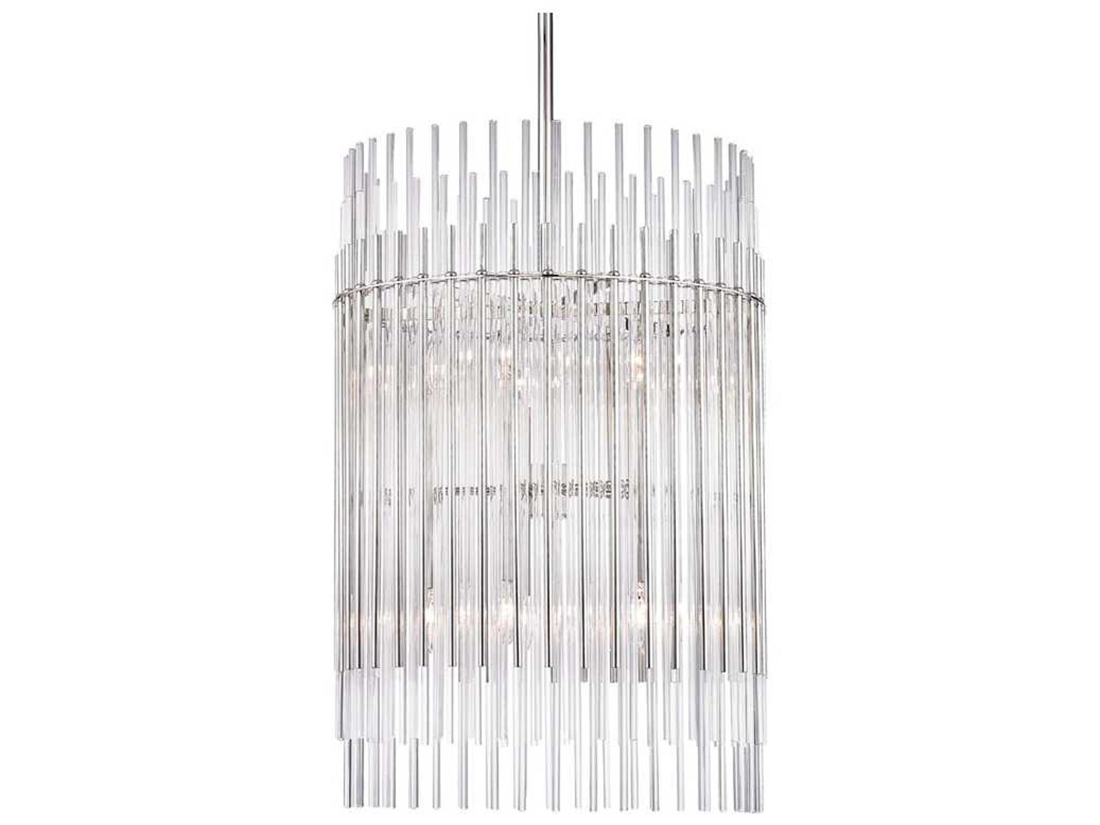Hudson Valley Wallis 10-Light Polished Nickel Clear Glass Pendant