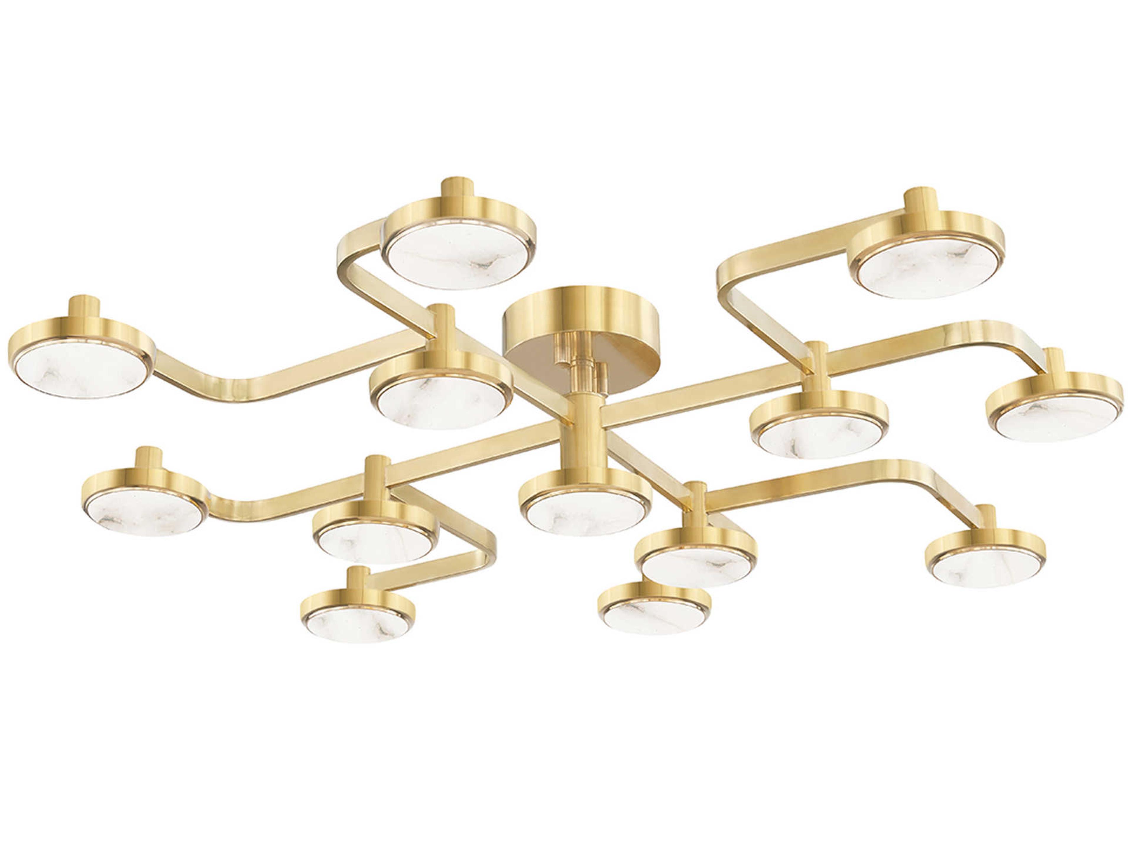 Hudson Valley Meander 13-Light Aged Brass White LED Round Semi Flush Mount