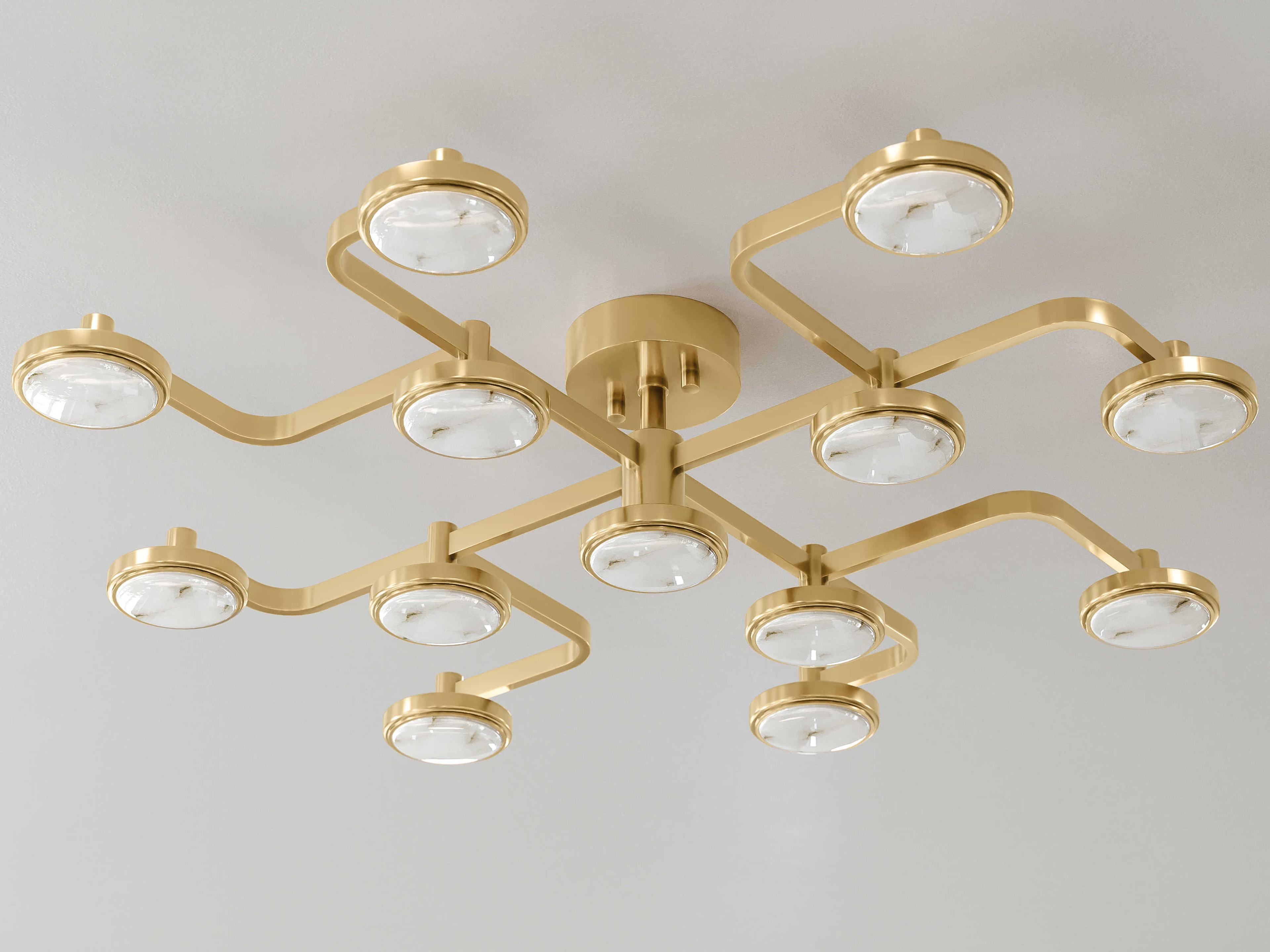 Hudson Valley Meander 13-Light Aged Brass White LED Round Semi Flush Mount