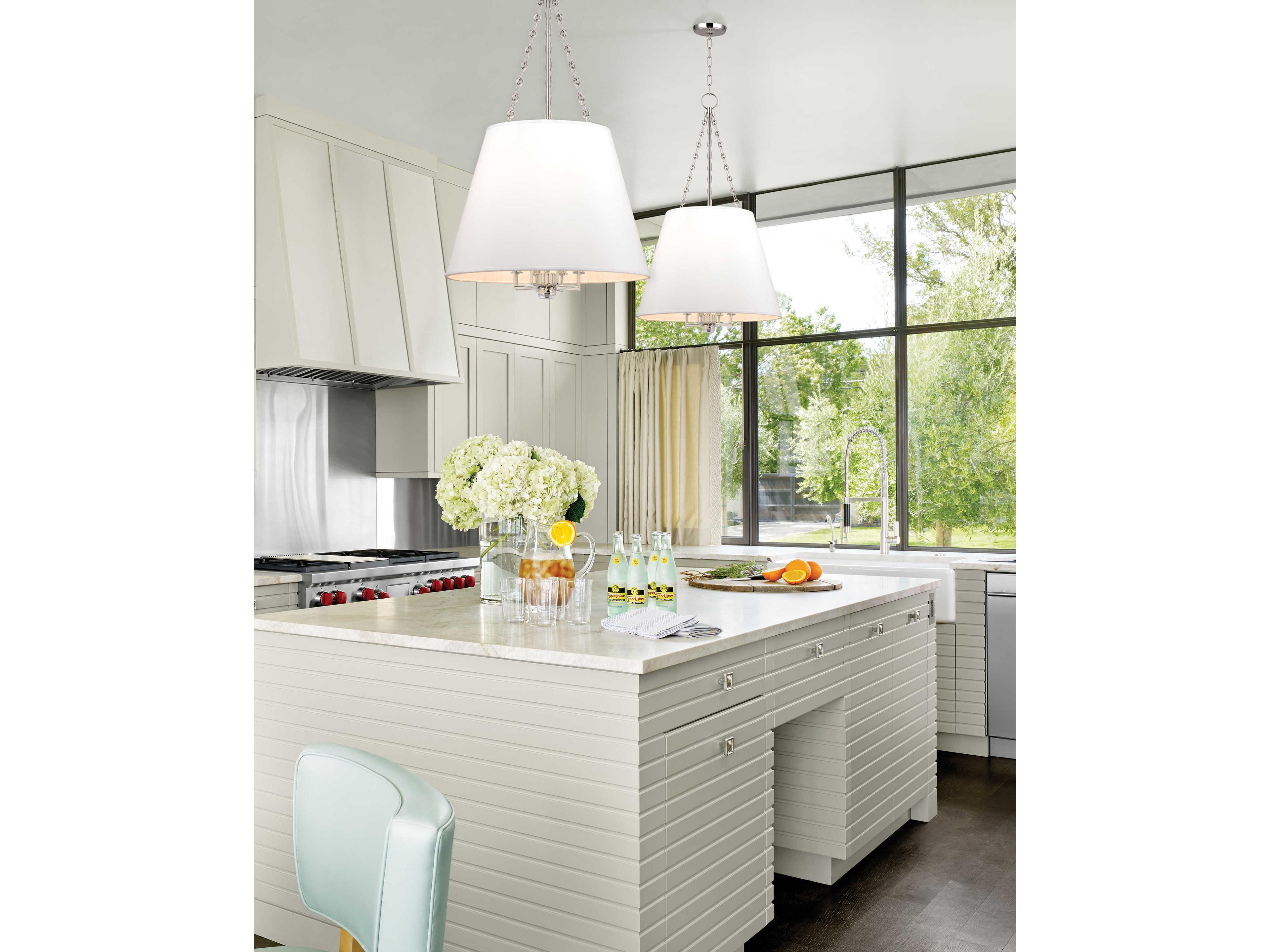 Hudson Valley Burdett 8-Light Polished Nickel White Candelabra Empire Chandelier