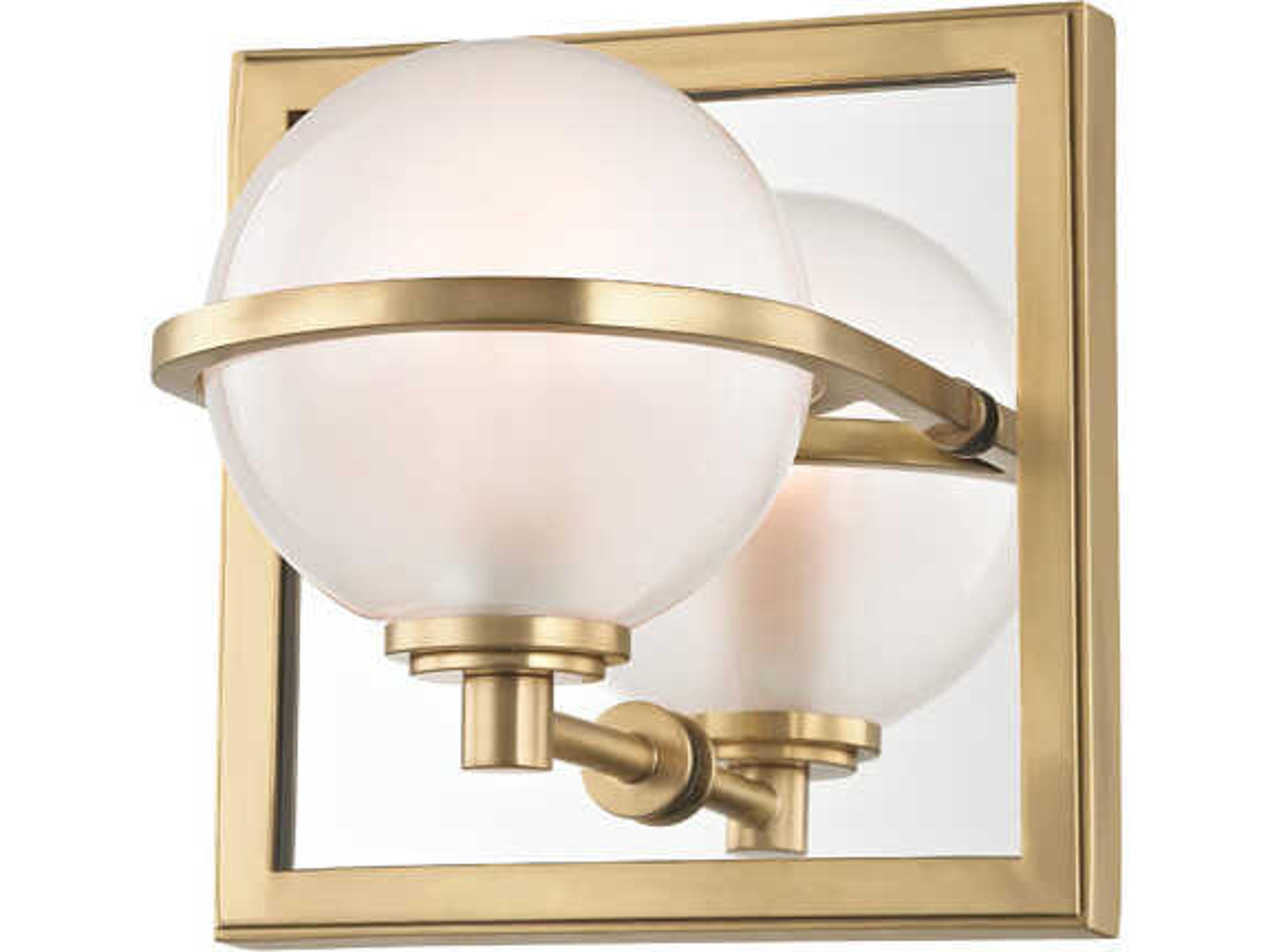 Axiom 1-Light Aged Brass Glass Wall Sconce