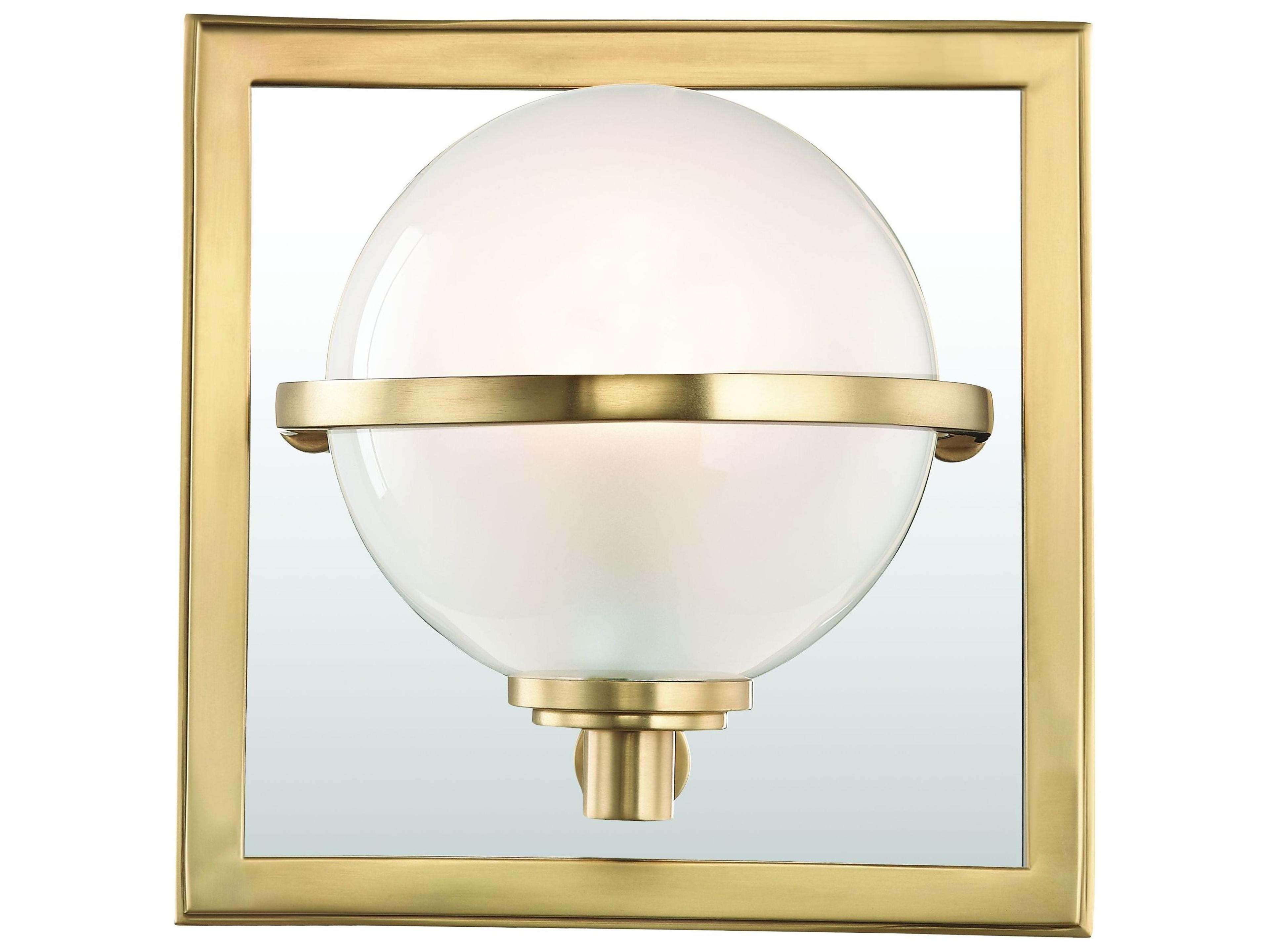 Hudson Valley Axiom 1-Light Aged Brass Glass Wall Sconce