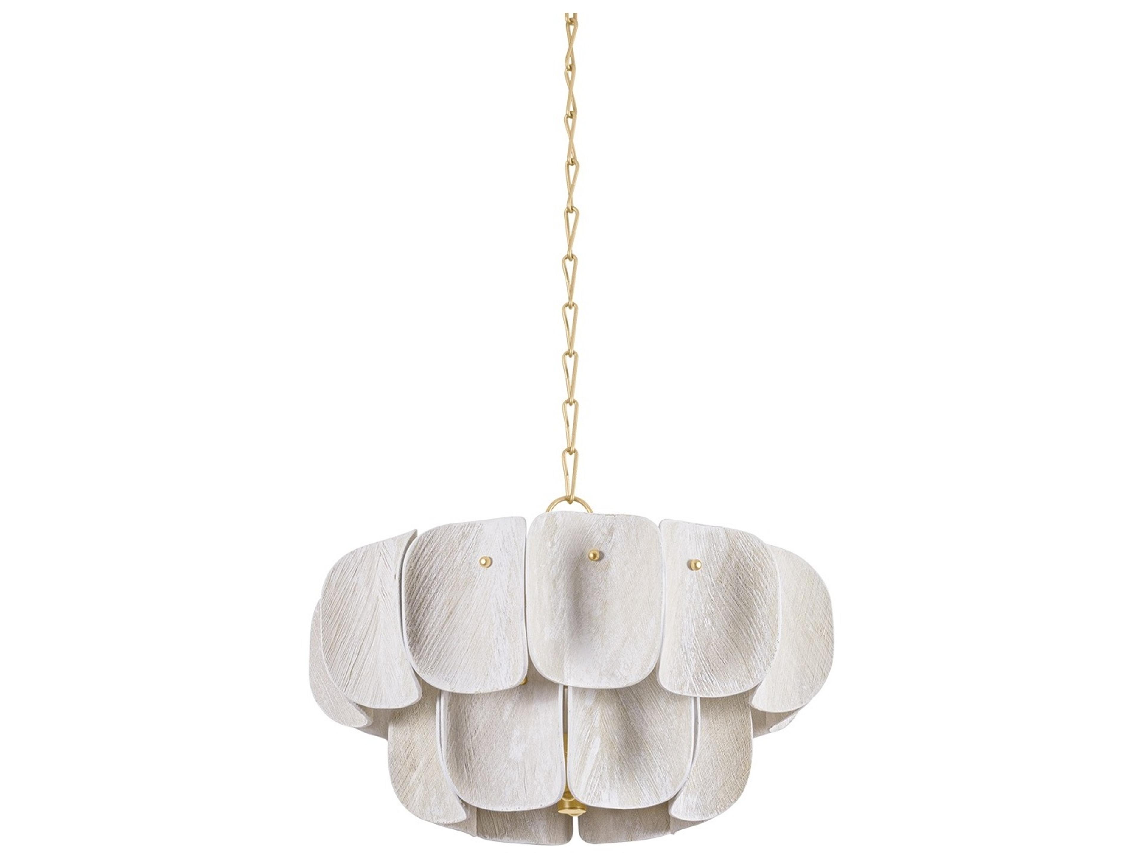 Amalfi 8-Light Vintage Gold Leaf Off White Tiered Chandelier