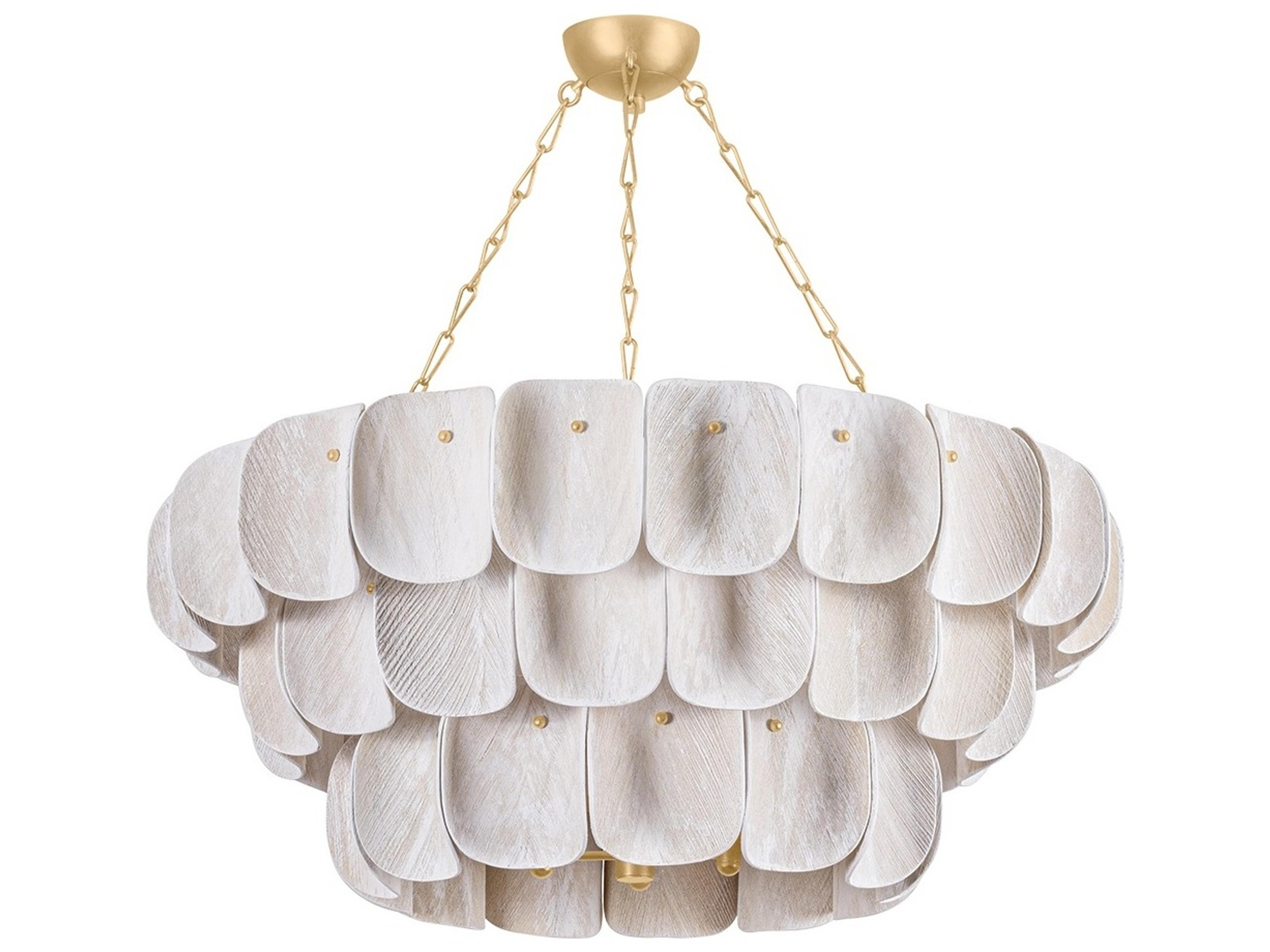 Amalfi 16-Light Vintage Gold Leaf Off White Tiered Chandelier