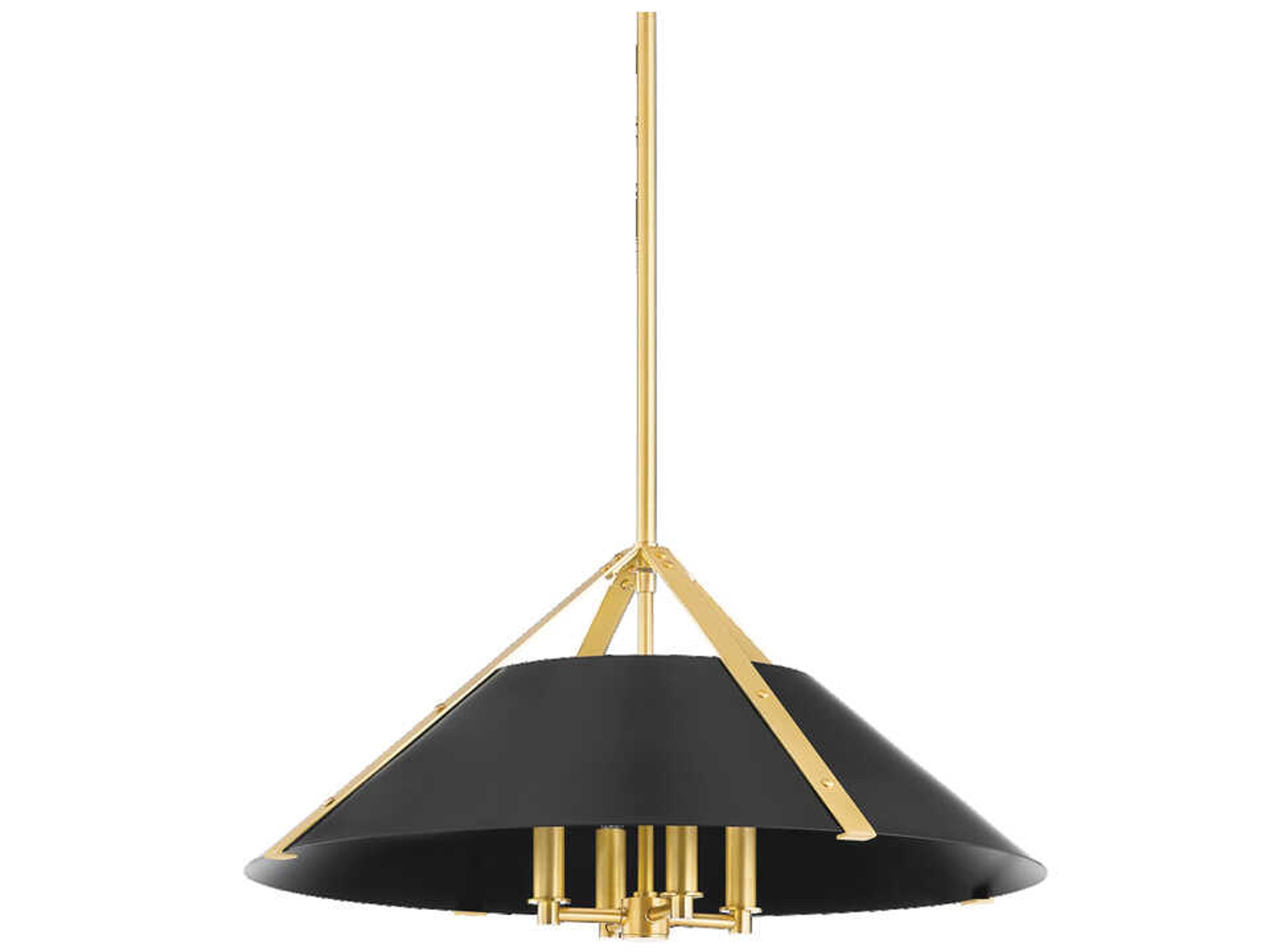 Raymond 4-Light Aged Brass Soft Black Pendant