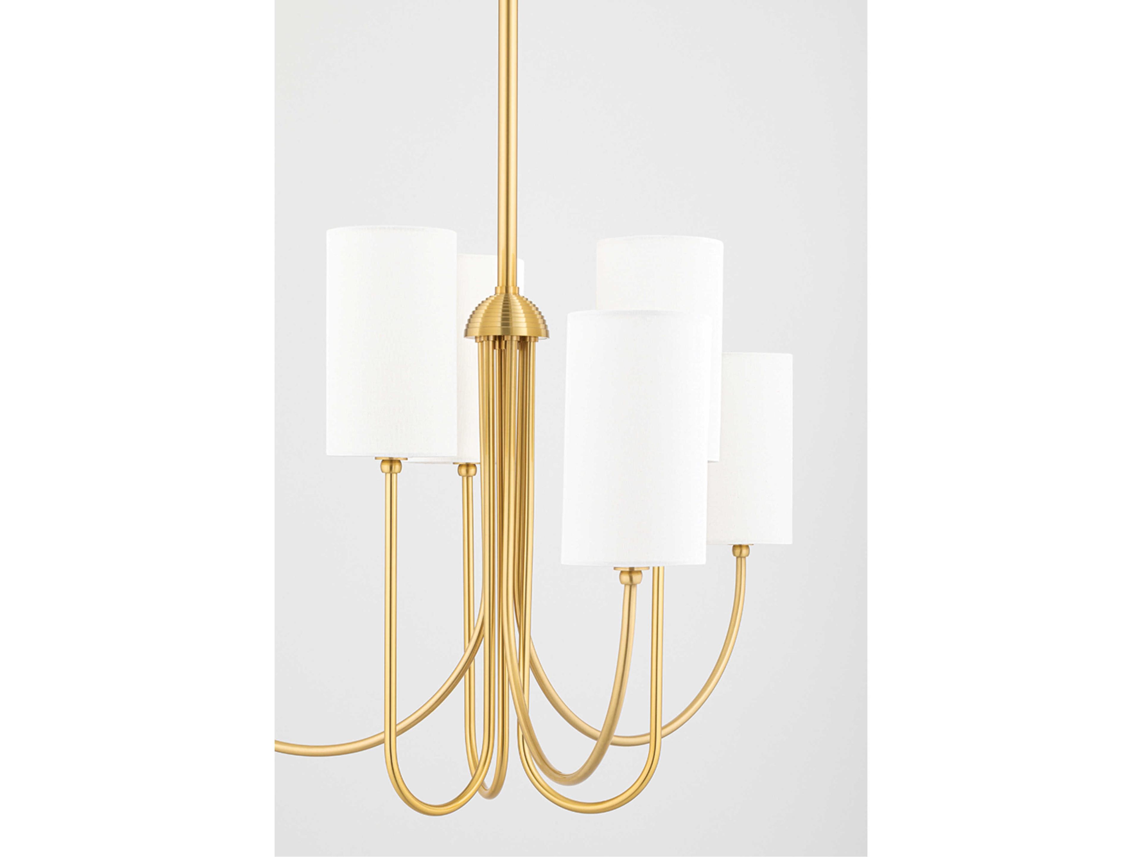 Hudson Valley Harlem 6-Light Aged Brass White Cylinder Chandelier