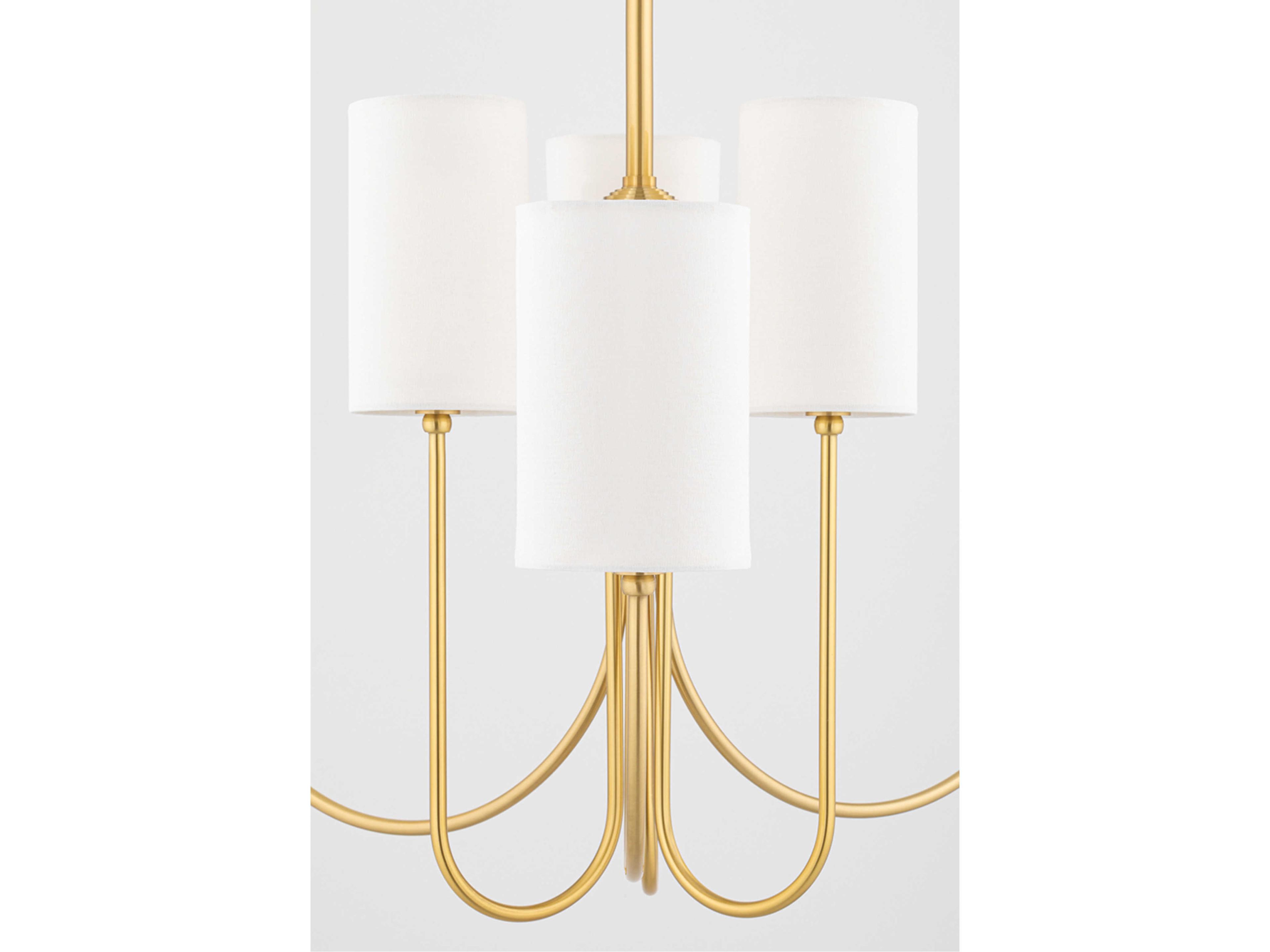 Hudson Valley Harlem 6-Light Aged Brass White Cylinder Chandelier