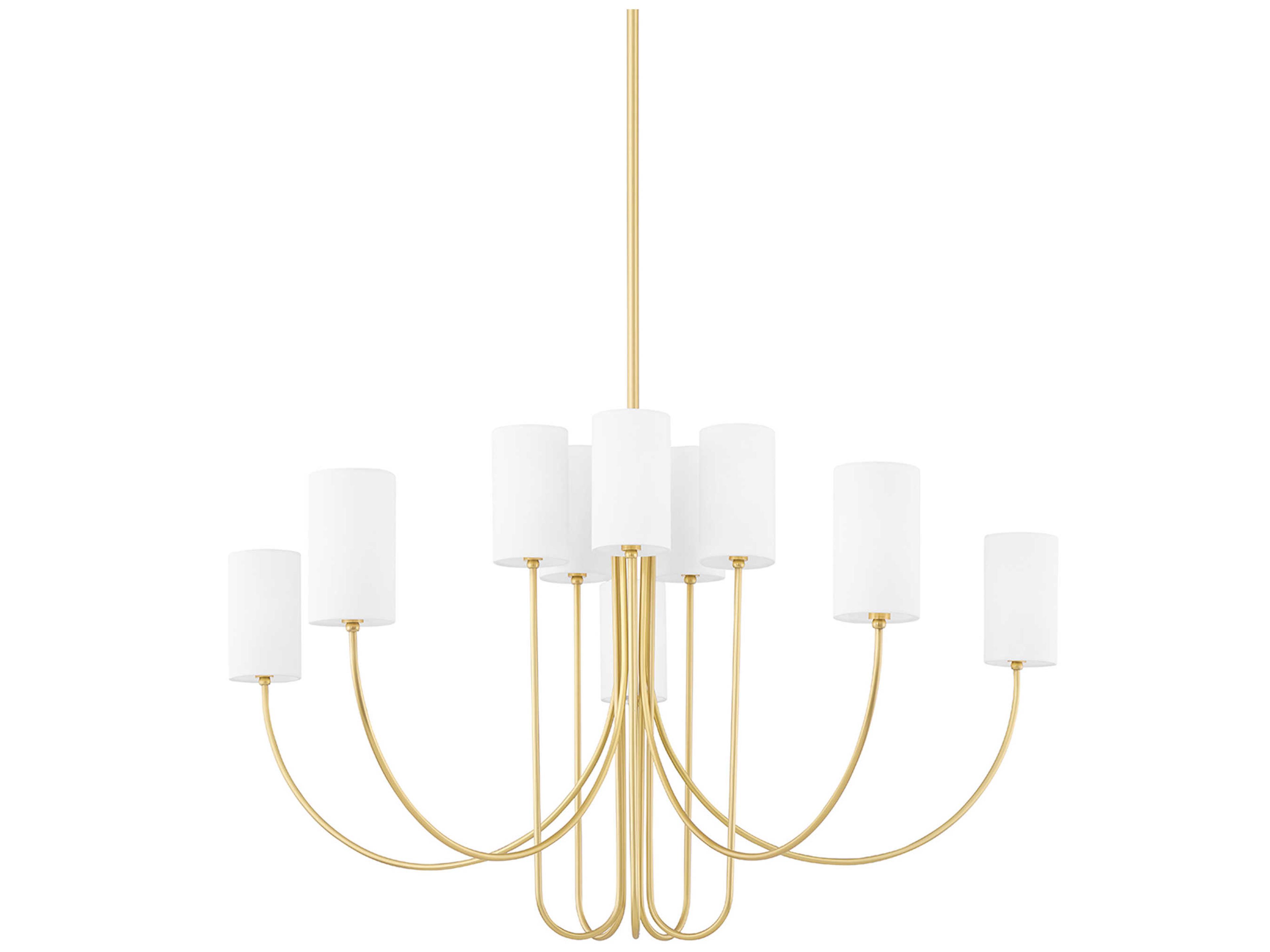 Harlem 10-Light Aged Brass White Cylinder Chandelier