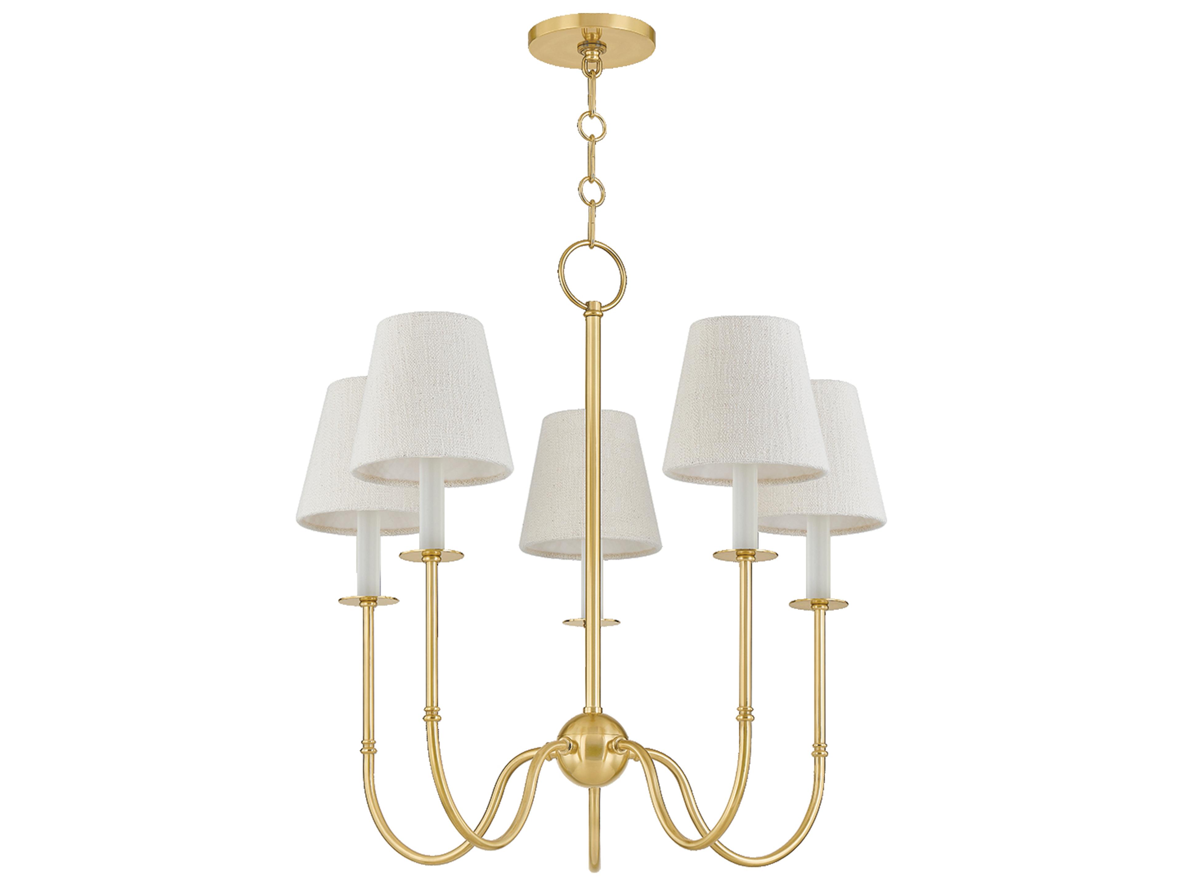 Amina 5-Light Aged Brass Candelabra Chandelier