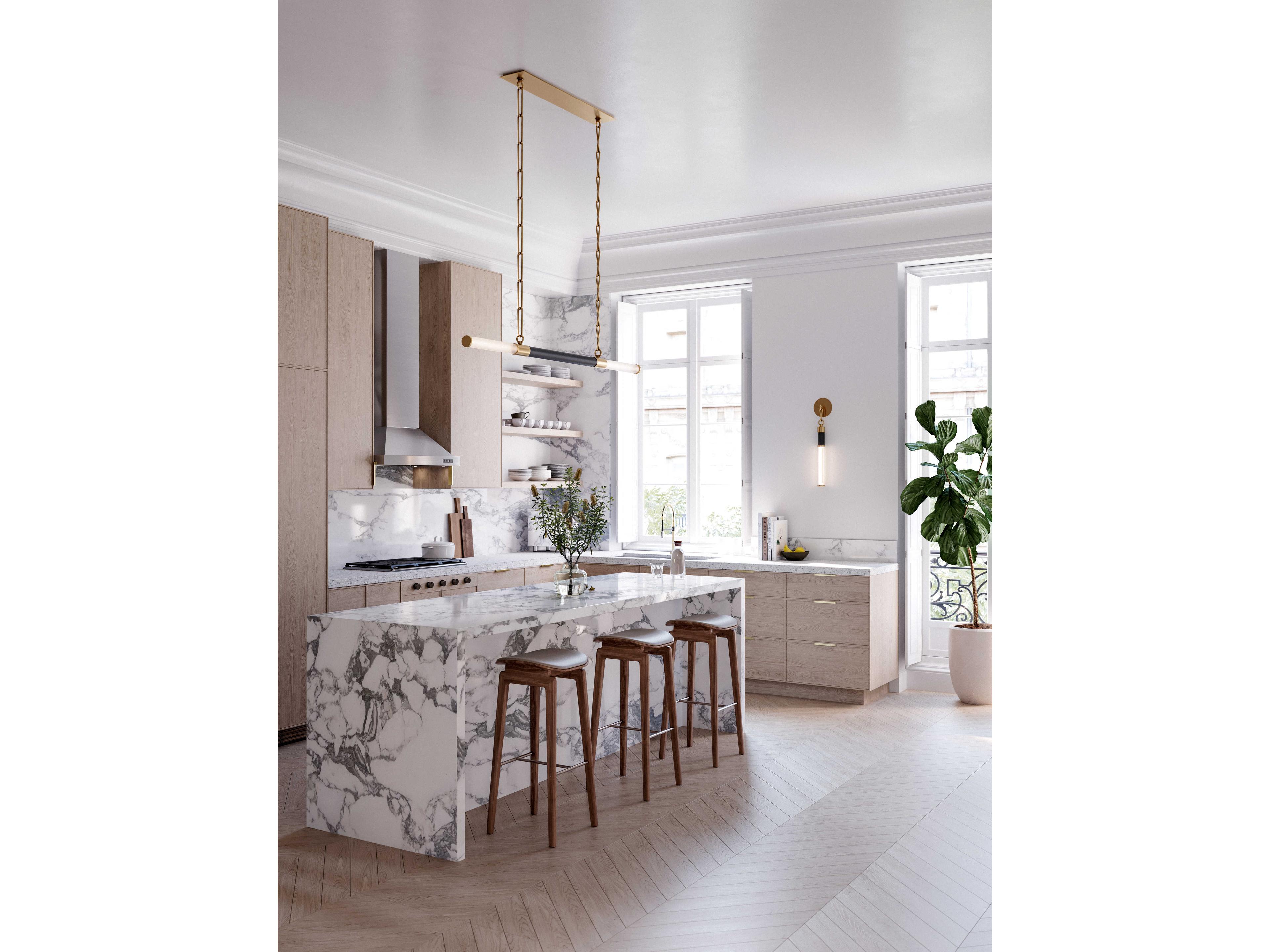 Hudson Valley Huntington 2-Light Aged Old Bronze LED Cylinder Linear Island Pendant