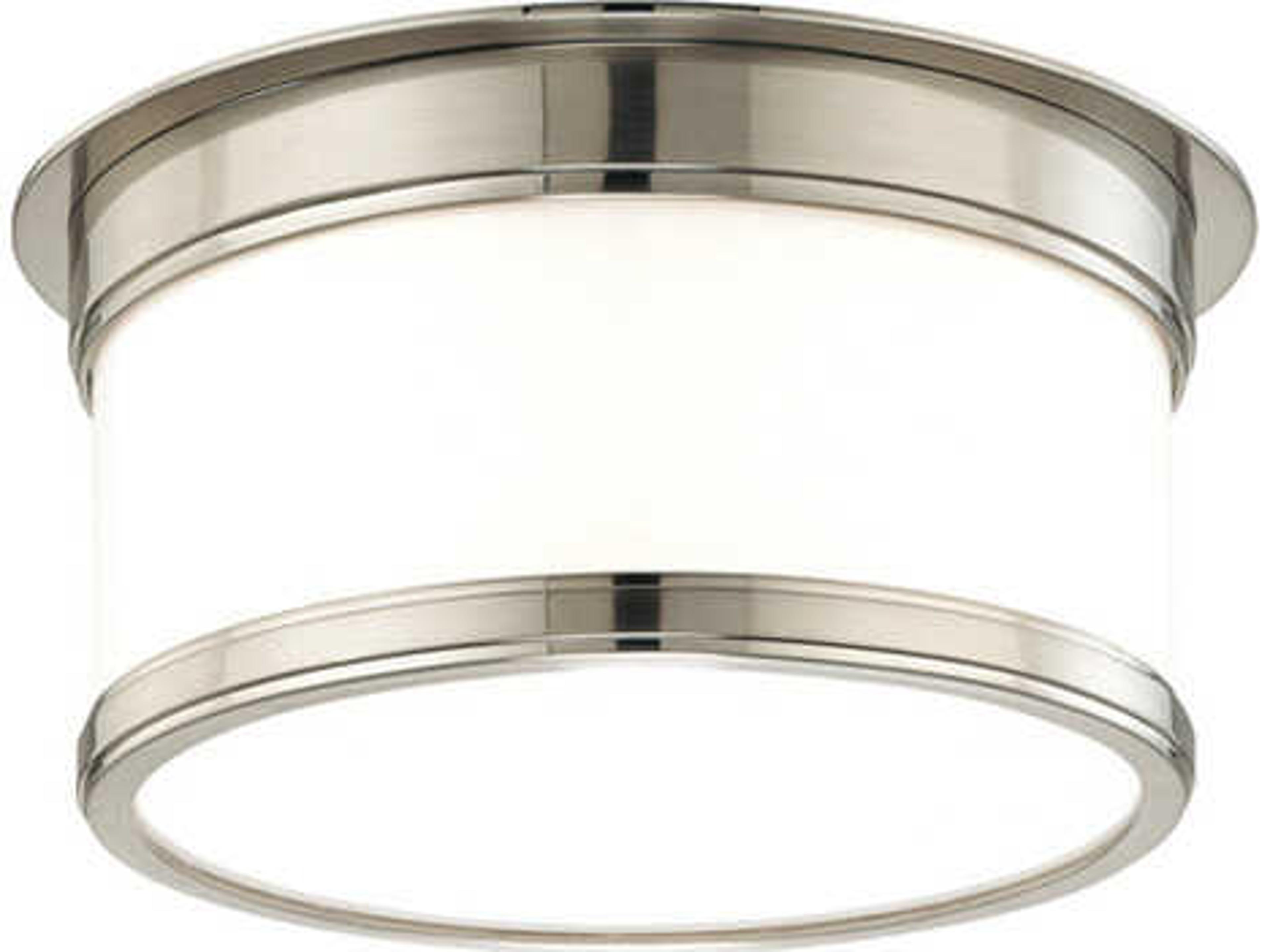 Geneva 1-Light Satin Nickel Glass Drum Flush Mount