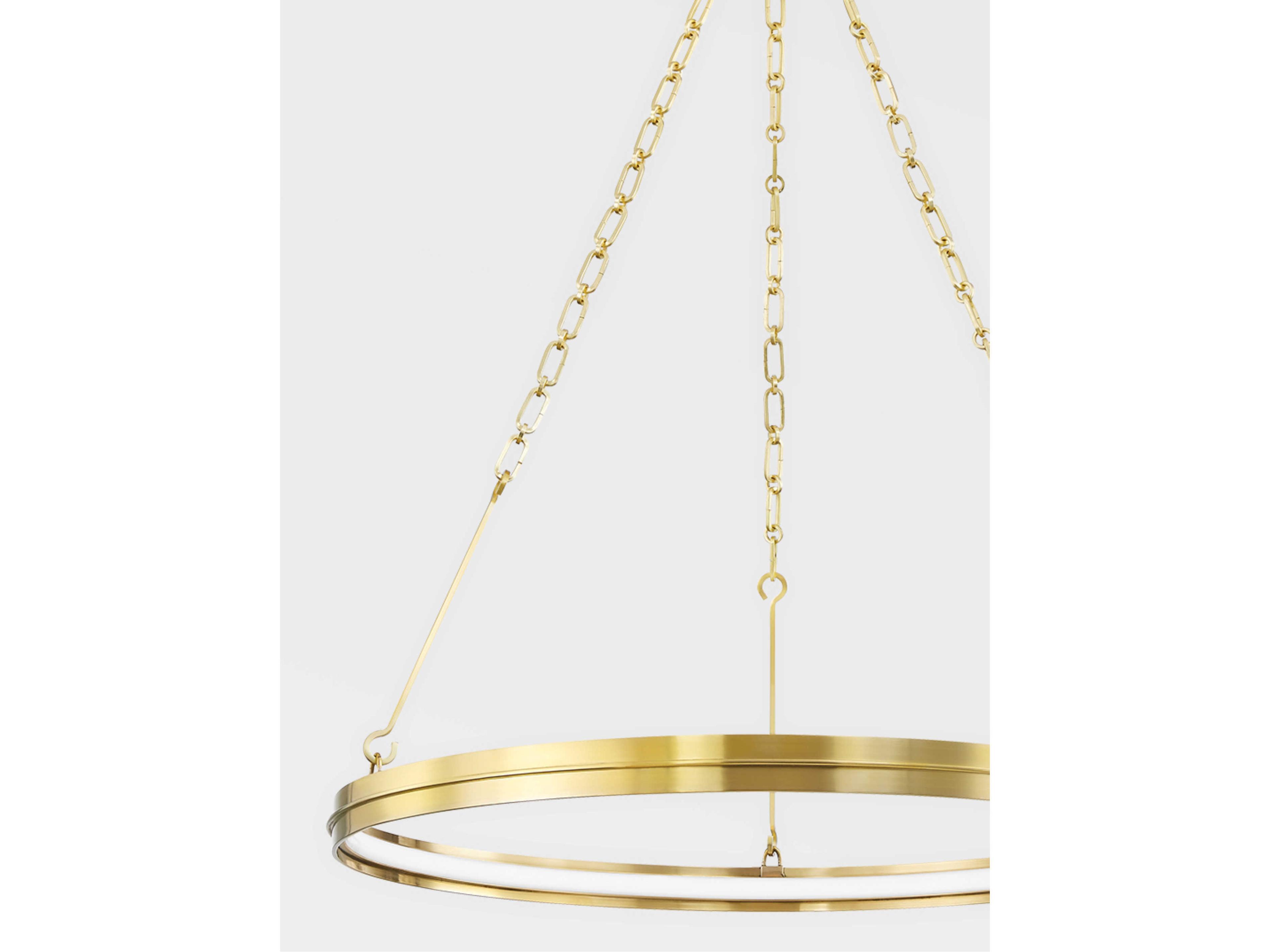 Hudson Valley Rosendale 1-Light Aged Brass Glass LED Round Pendant