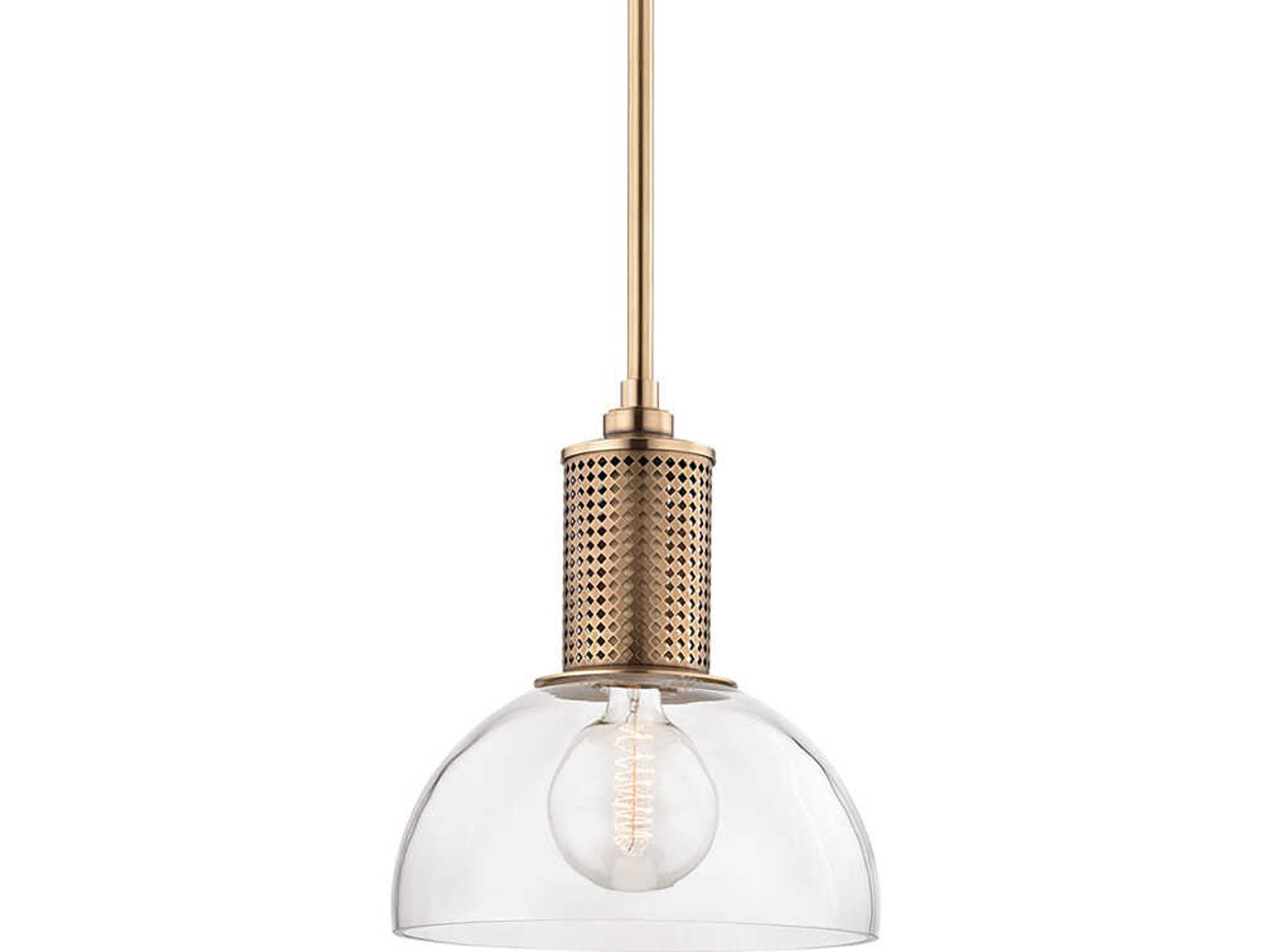 Halcyon 1-Light Aged Brass Clear Glass Bowl Pendant