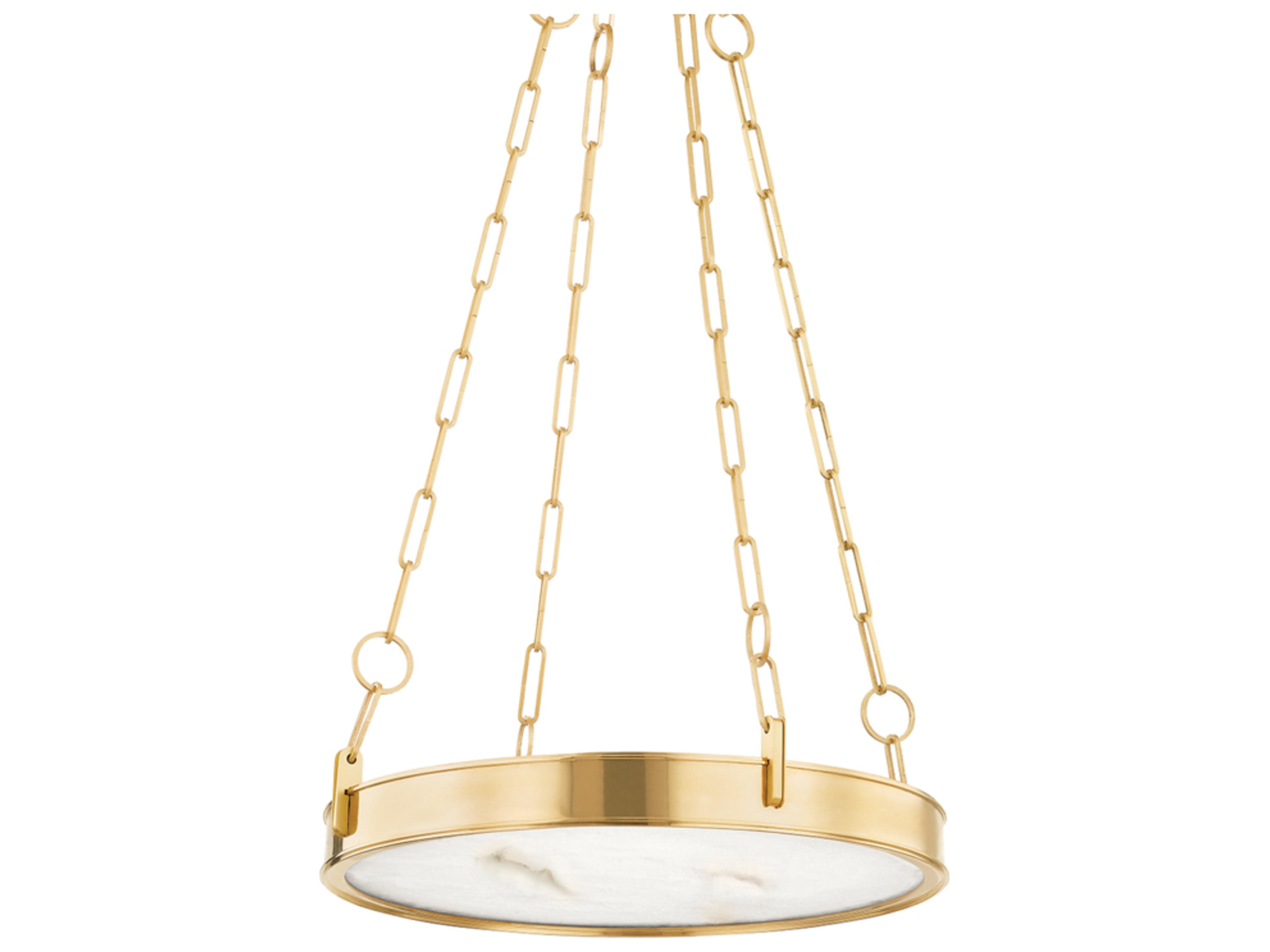 Kirby 1-Light Aged Brass White LED Round Chandelier