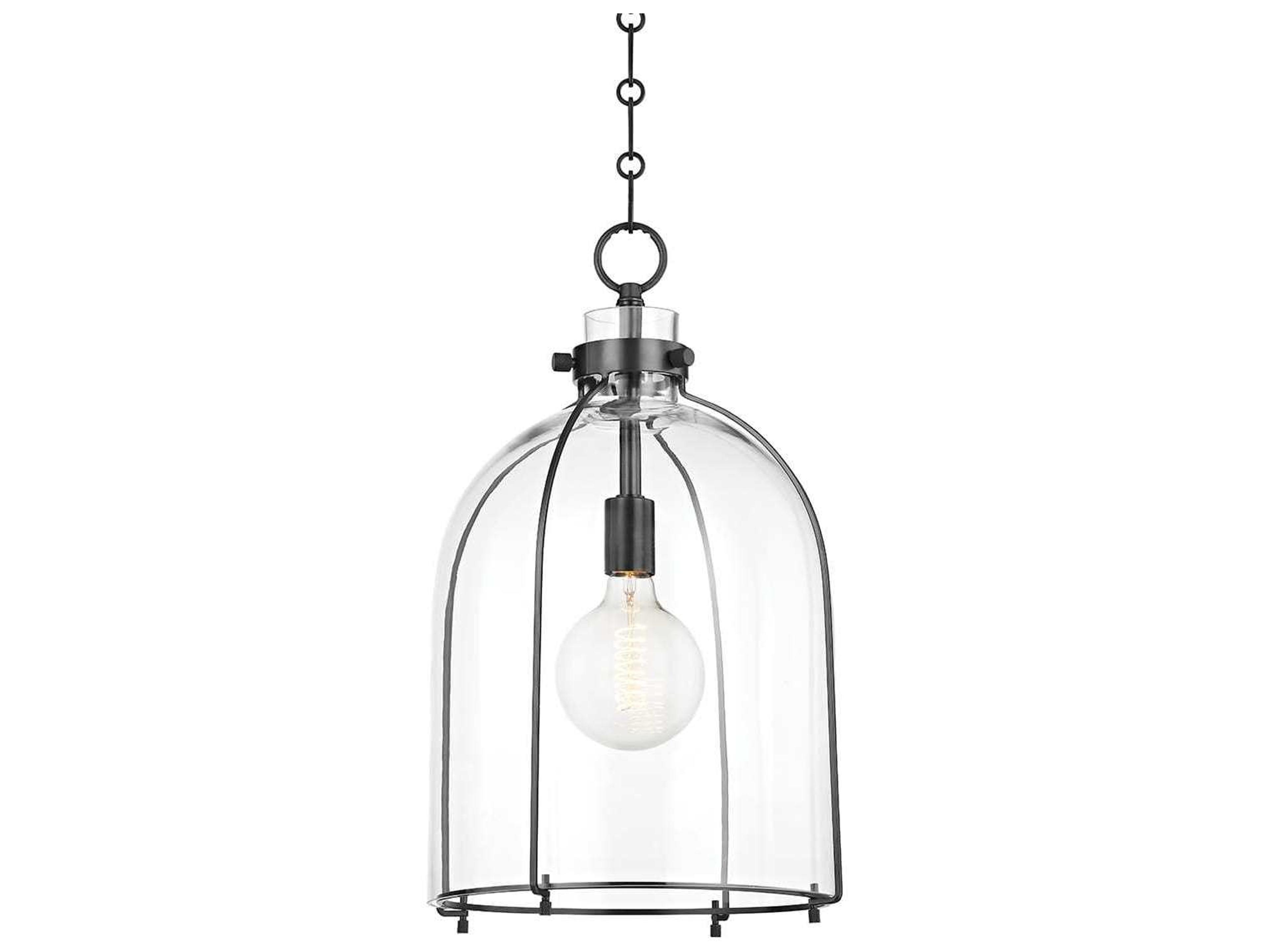 Eldridge 1-Light Old Bronze Glass Bell Pendant