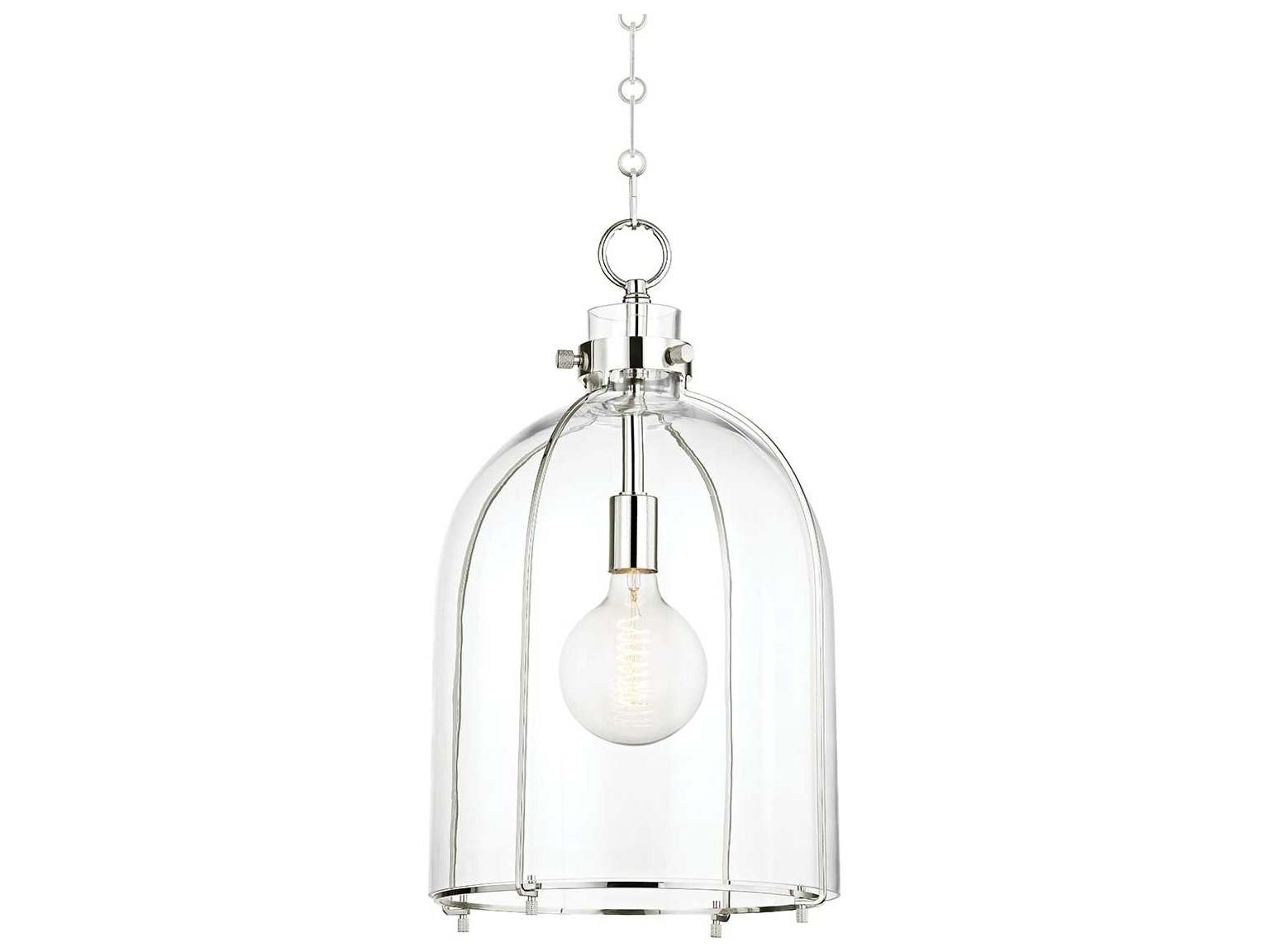Eldridge 1-Light Polished Nickel Glass Bell Pendant