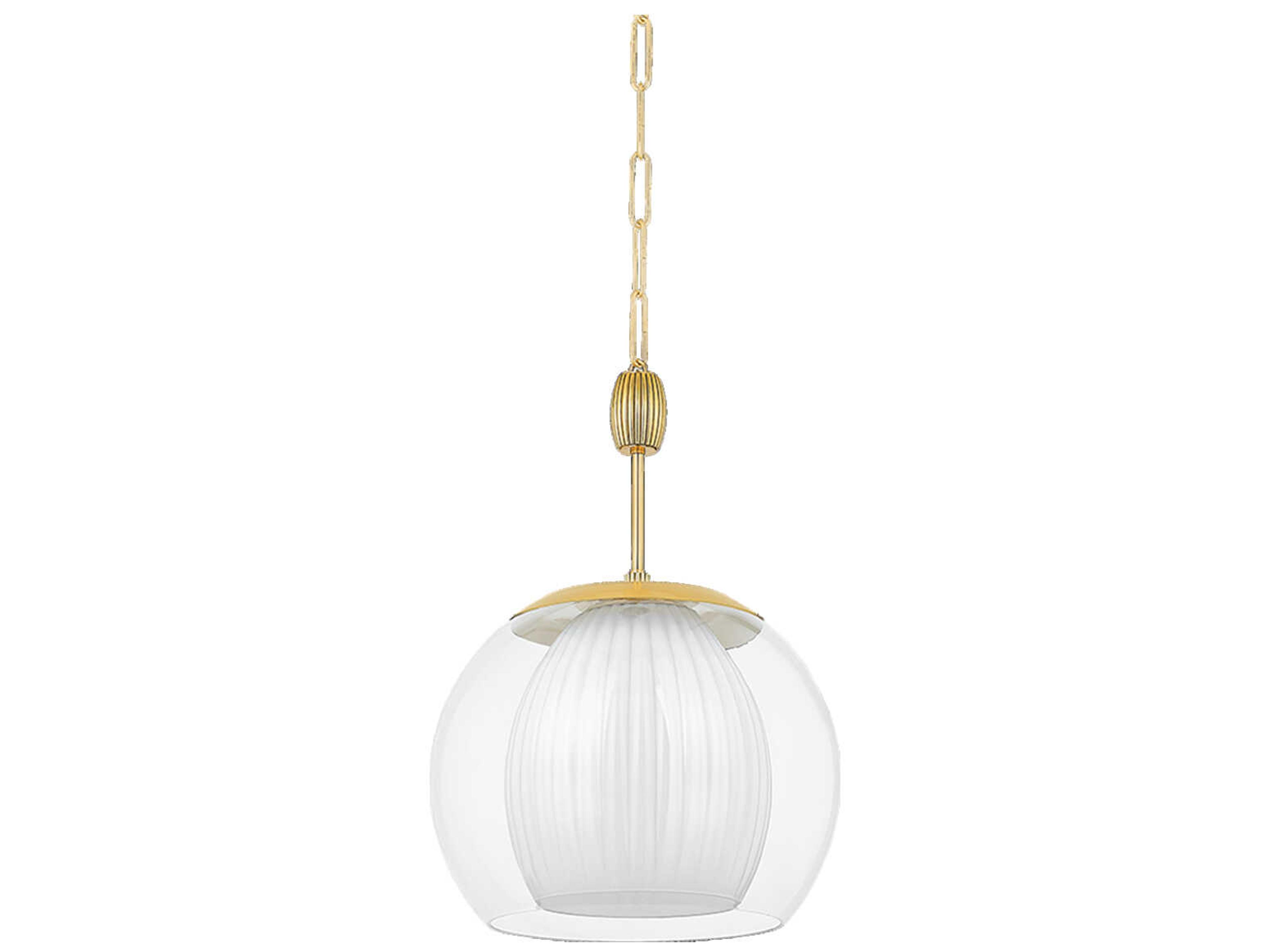 Hudson Valley Clementon 1-Light Aged Brass Pendant