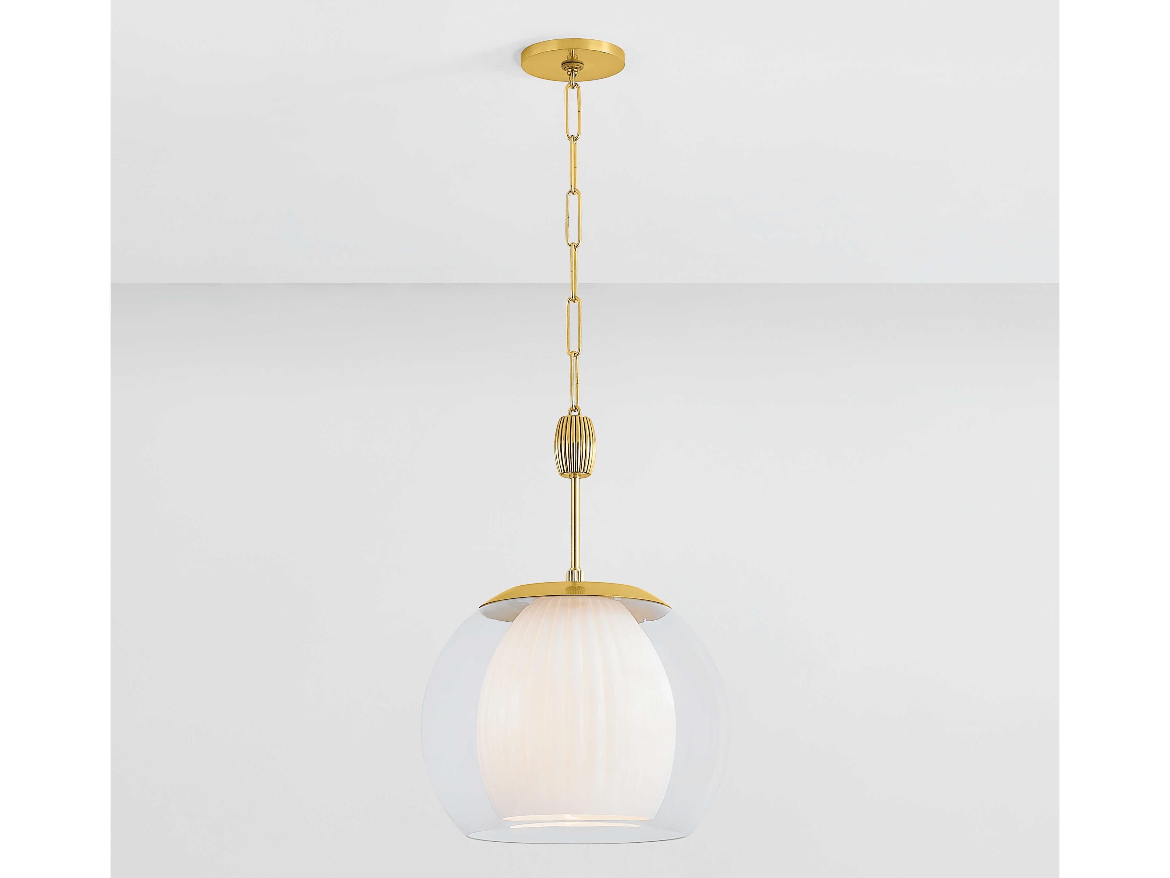 Hudson Valley Clementon 1-Light Aged Brass Pendant