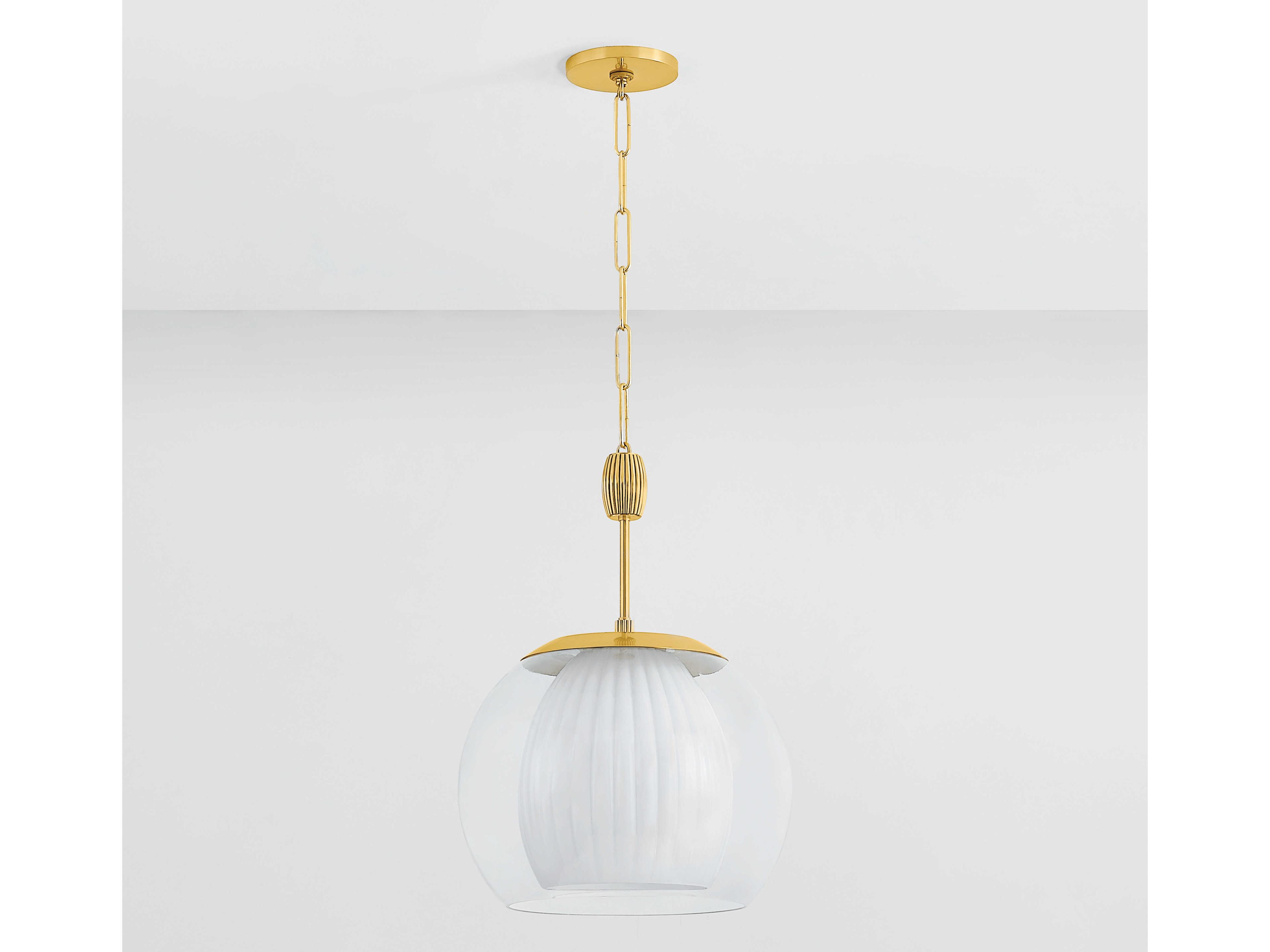 Hudson Valley Clementon 1-Light Aged Brass Pendant