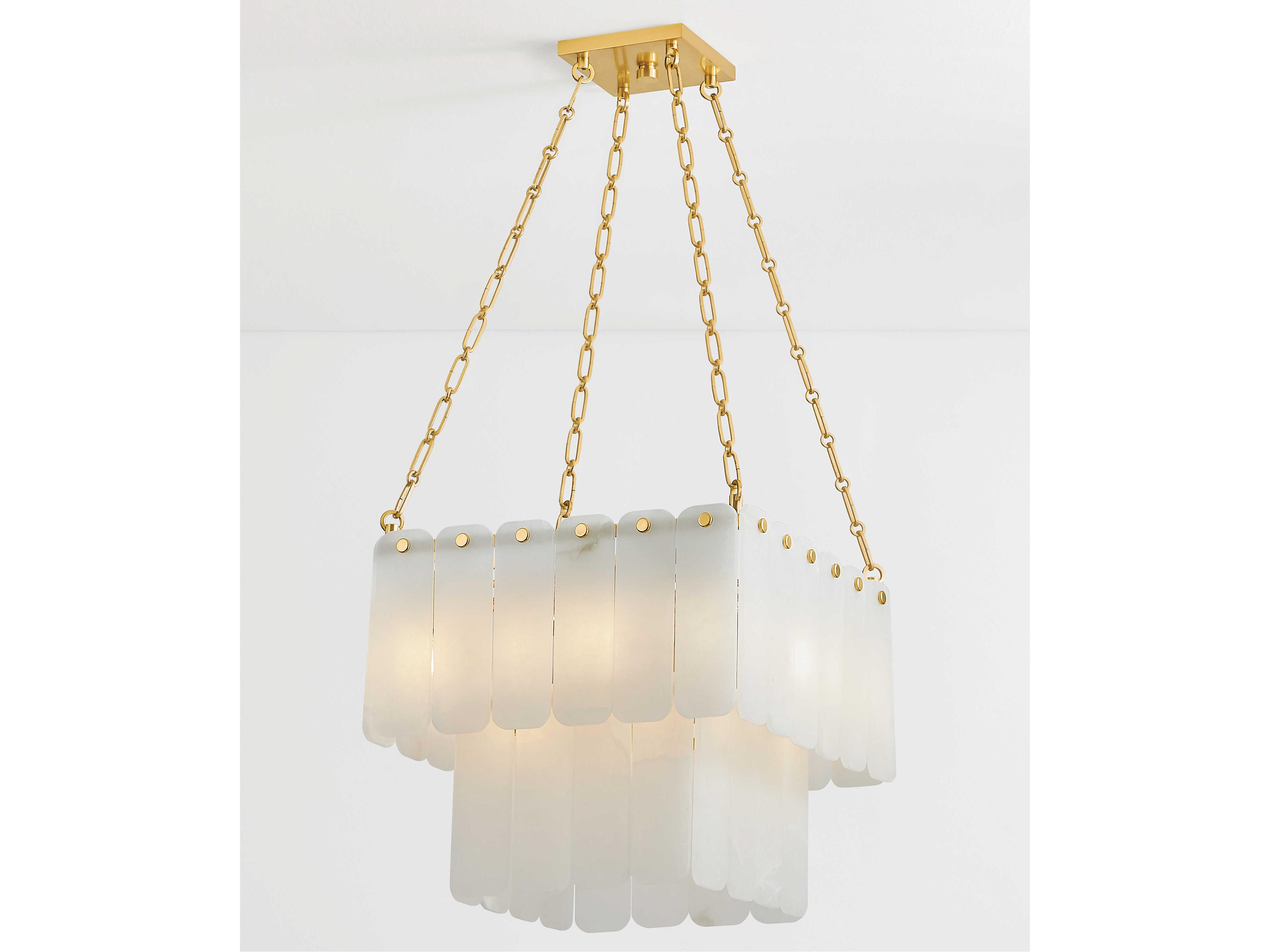 Hudson Valley Moissanite 17-Light Aged Brass White Tiered Chandelier