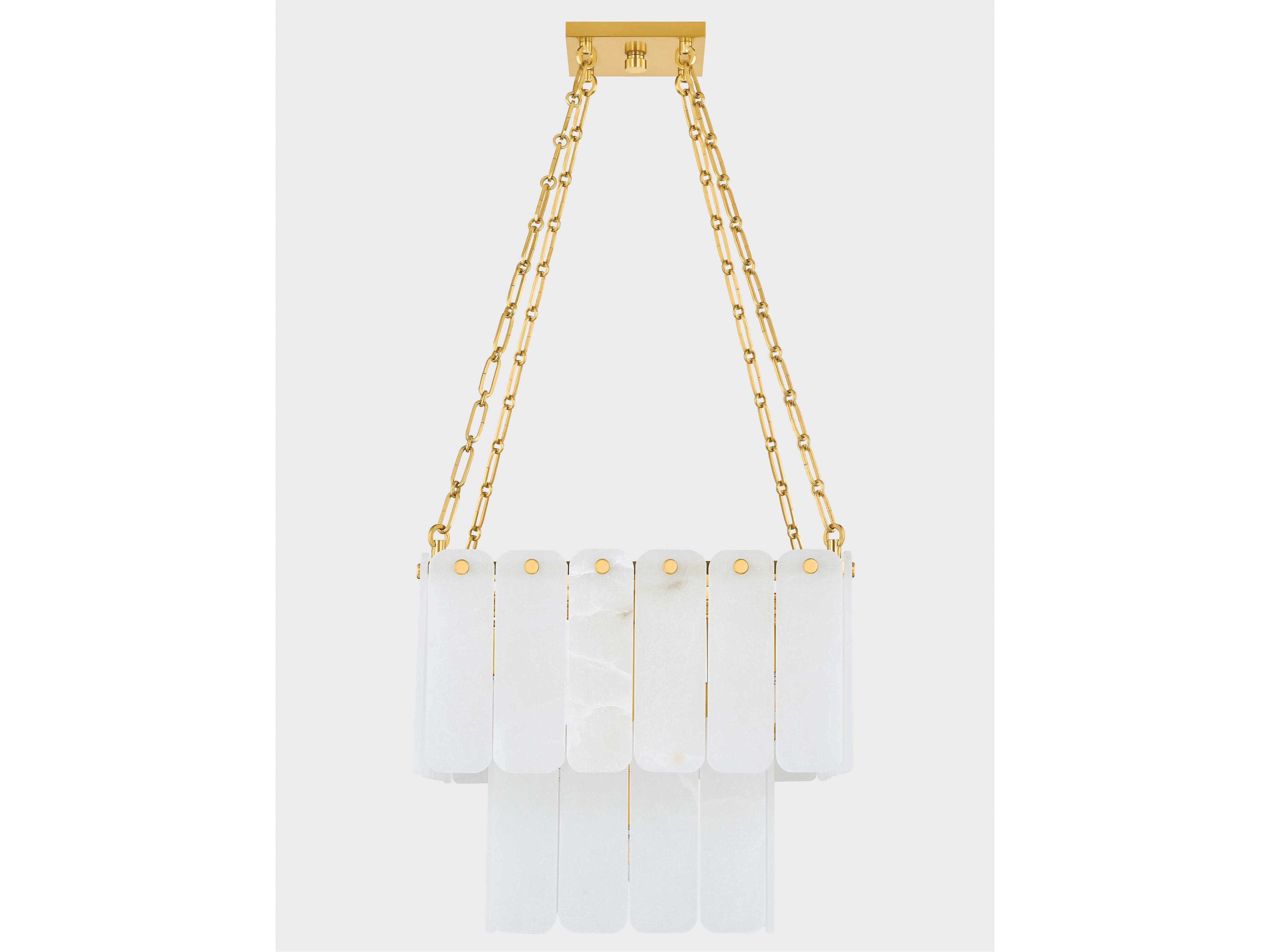 Hudson Valley Moissanite 17-Light Aged Brass White Tiered Chandelier