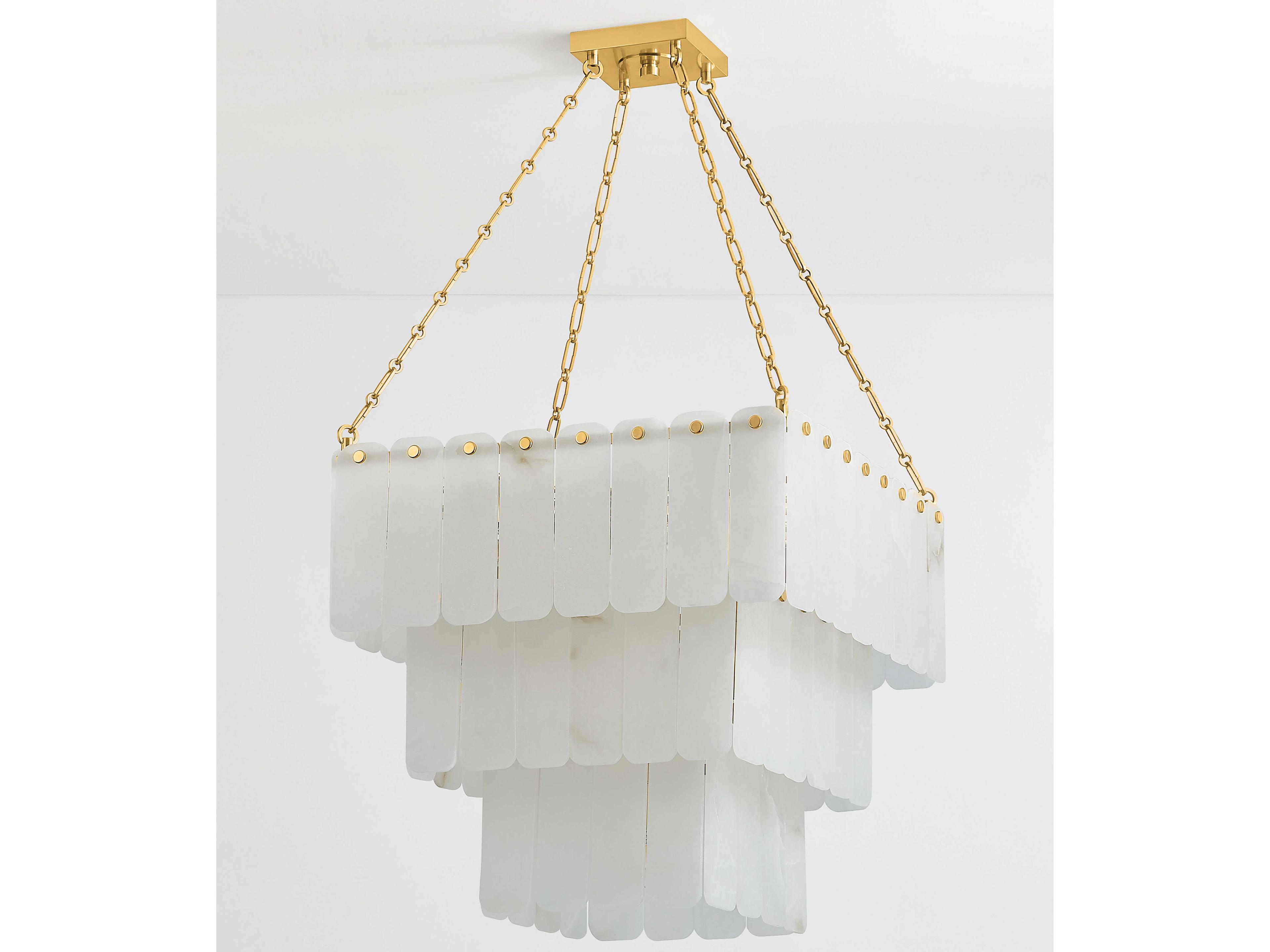 Hudson Valley Moissanite 33-Light Aged Brass White Tiered Chandelier