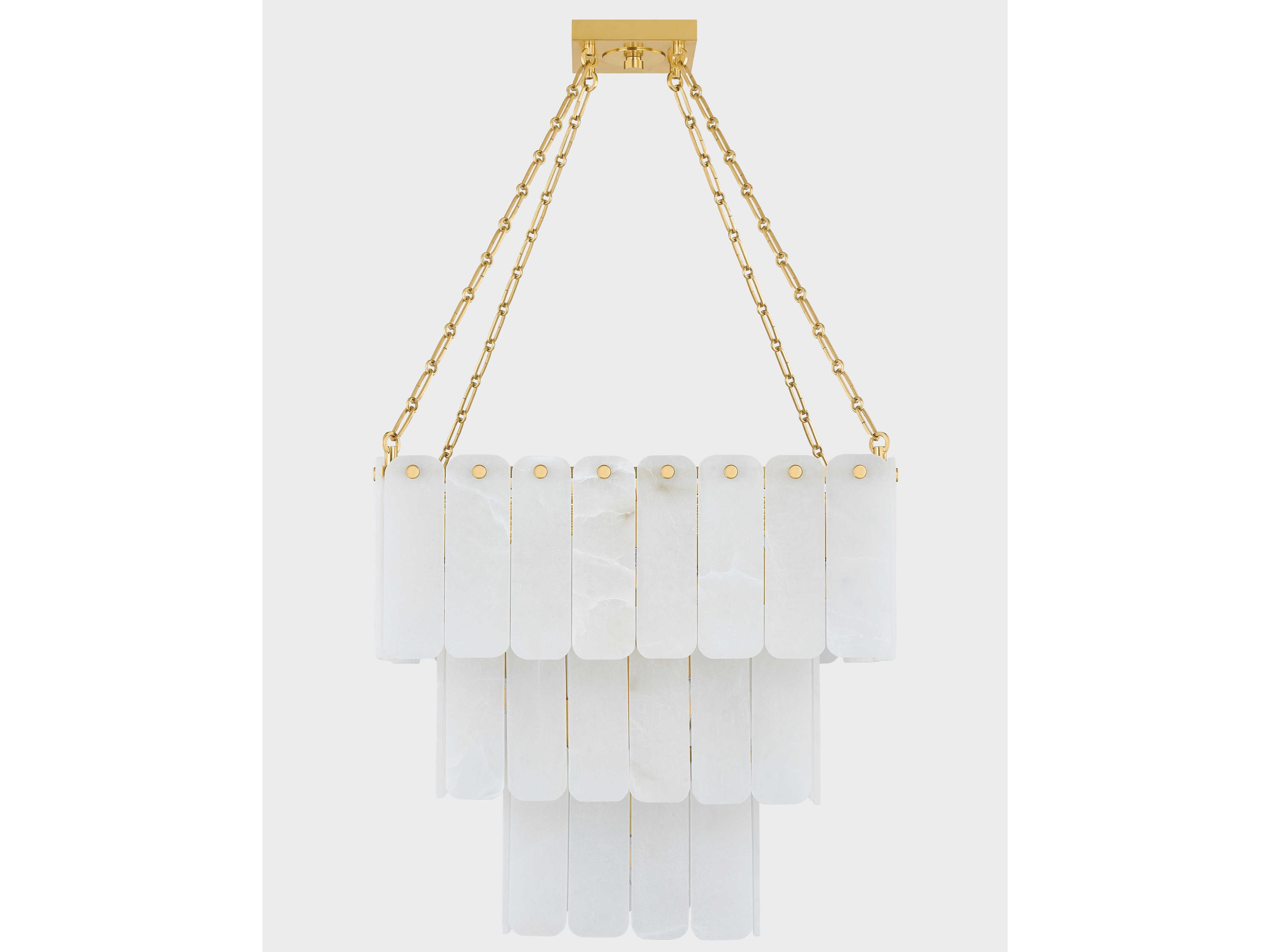 Hudson Valley Moissanite 33-Light Aged Brass White Tiered Chandelier