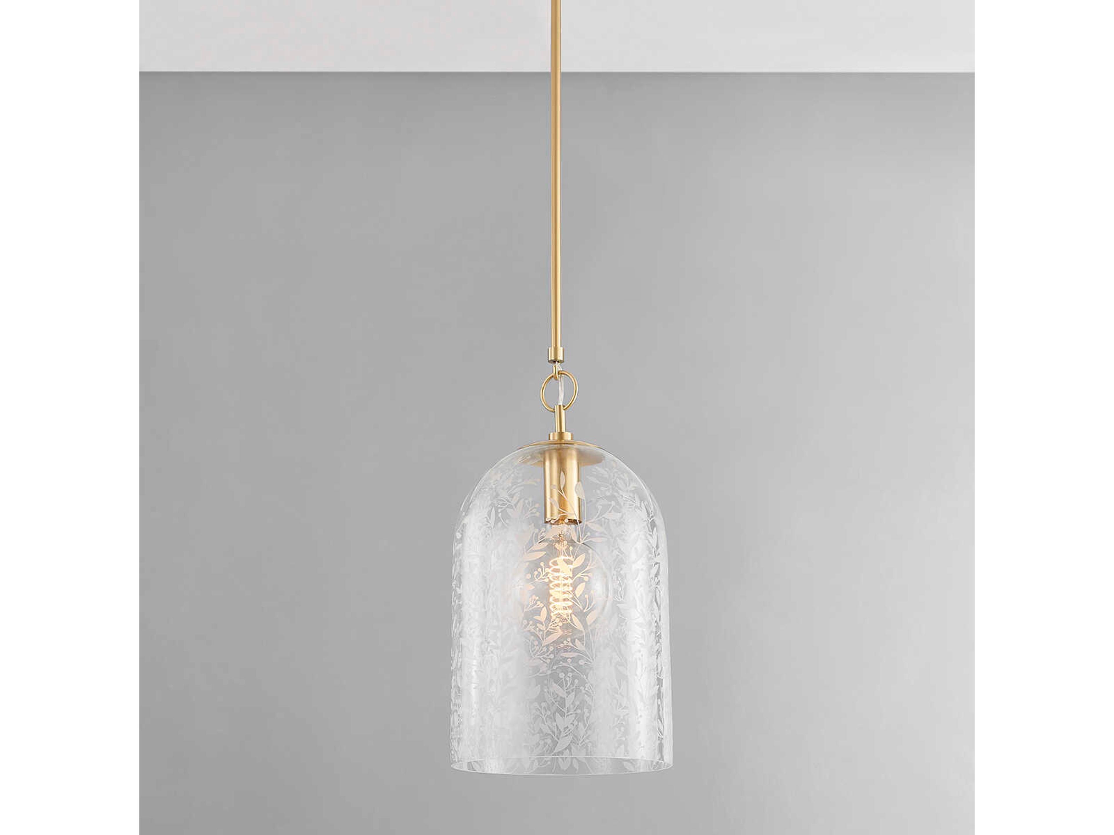 Hudson Valley Belleville 1-Light Aged Brass Glass Bell Mini Pendant