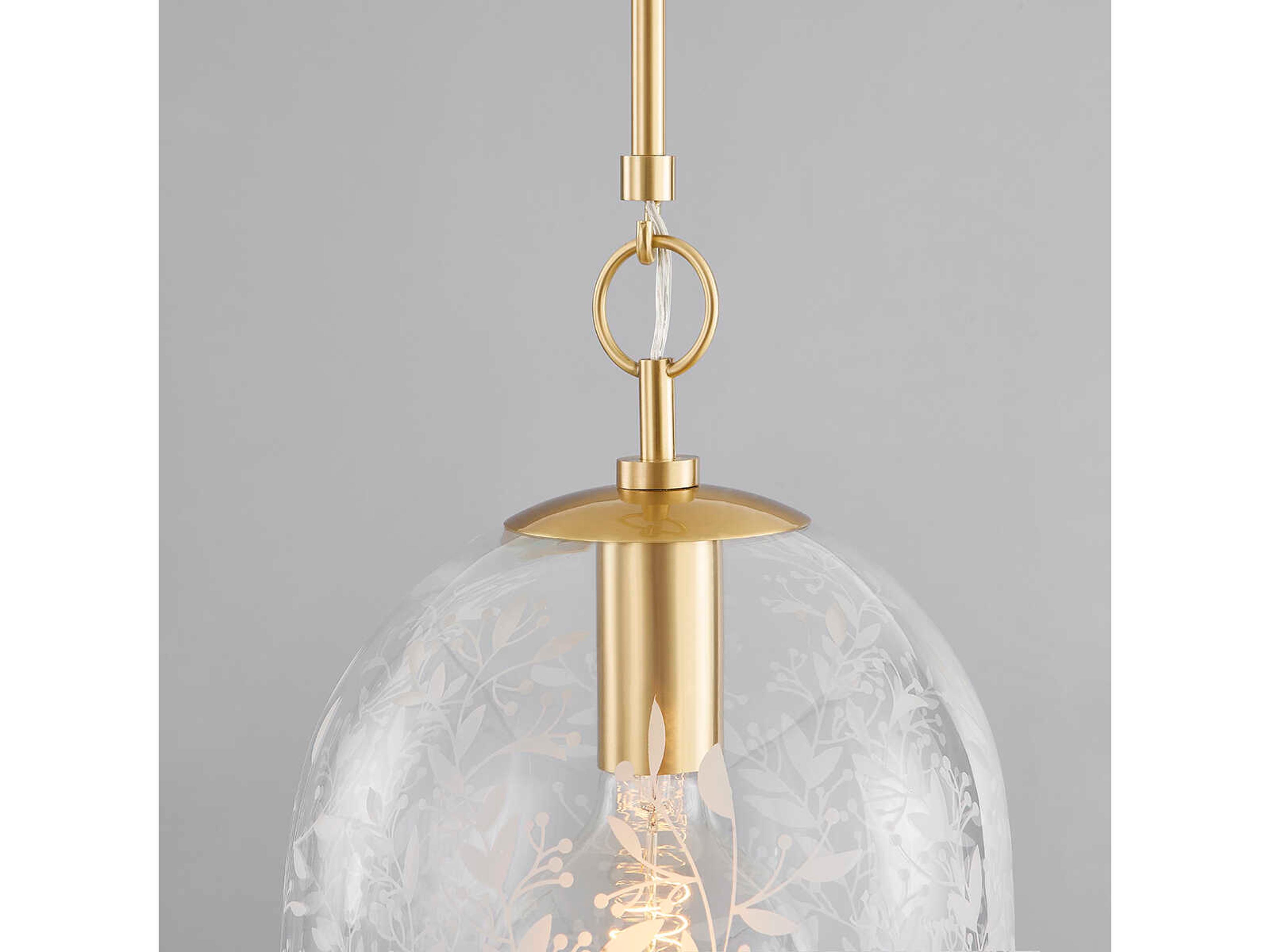 Hudson Valley Belleville 1-Light Aged Brass Glass Bell Mini Pendant