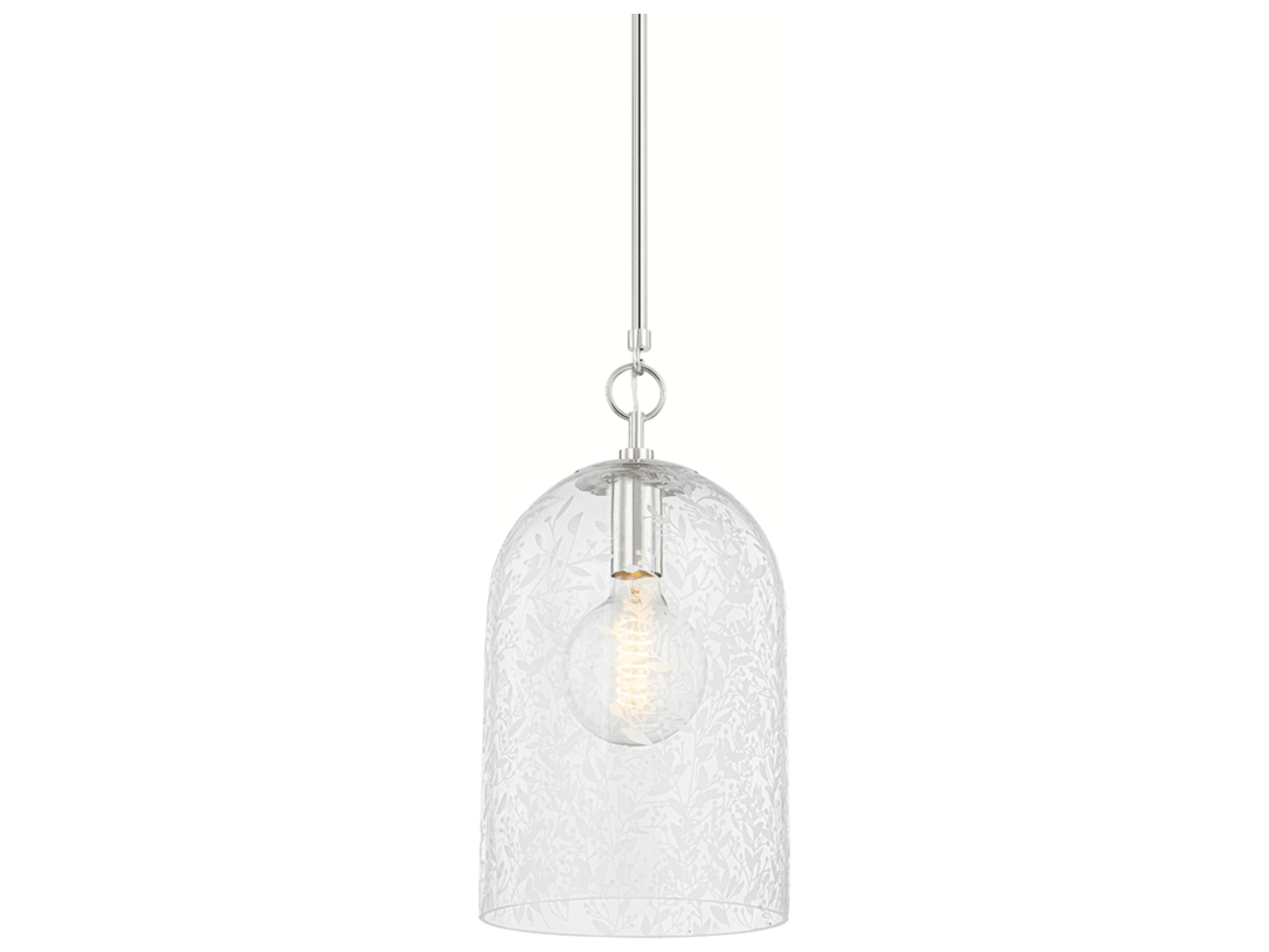 Belleville 1-Light Polished Nickel Glass Bell Mini Pendant