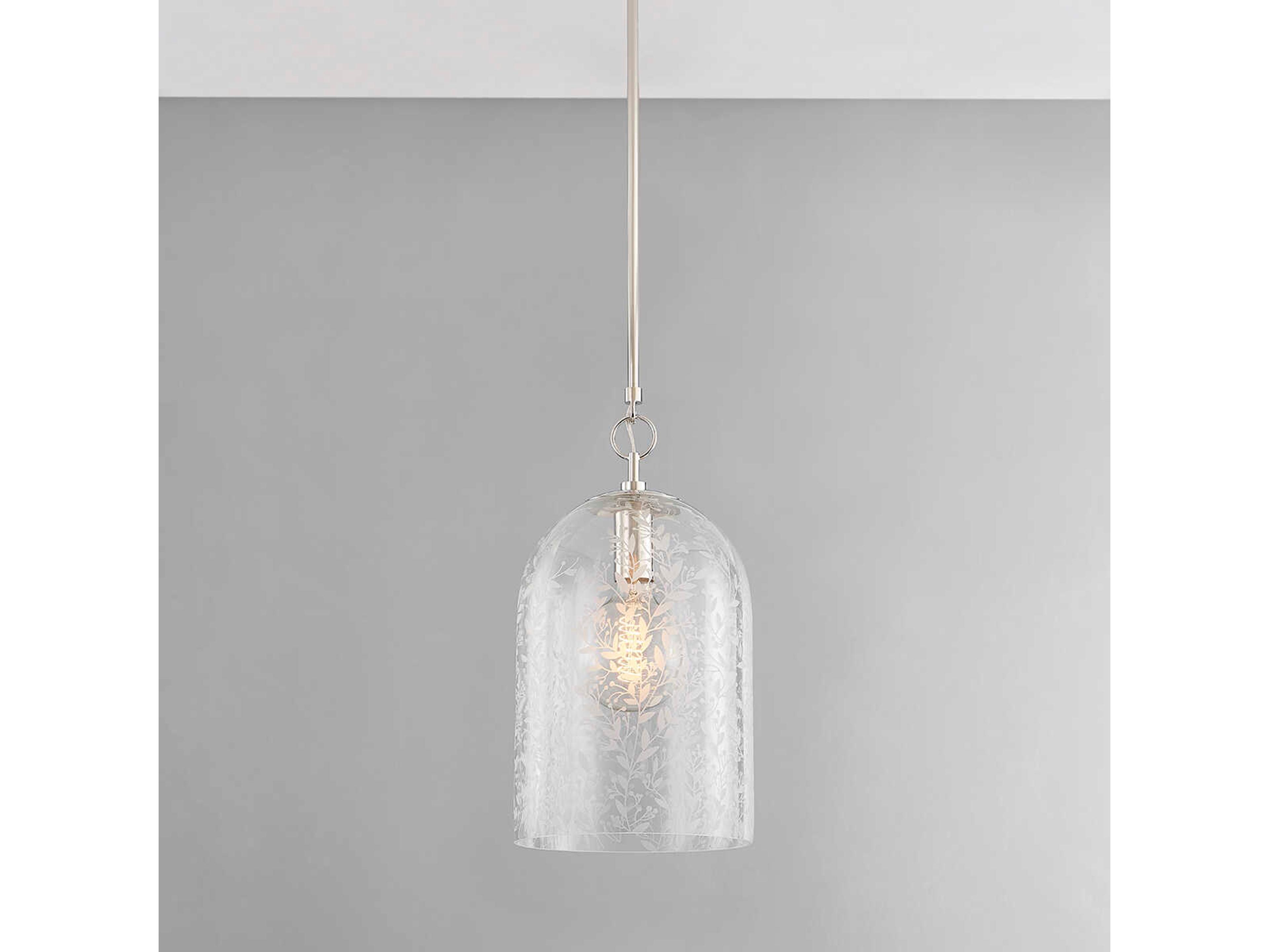 Hudson Valley Belleville 1-Light Polished Nickel Glass Bell Mini Pendant