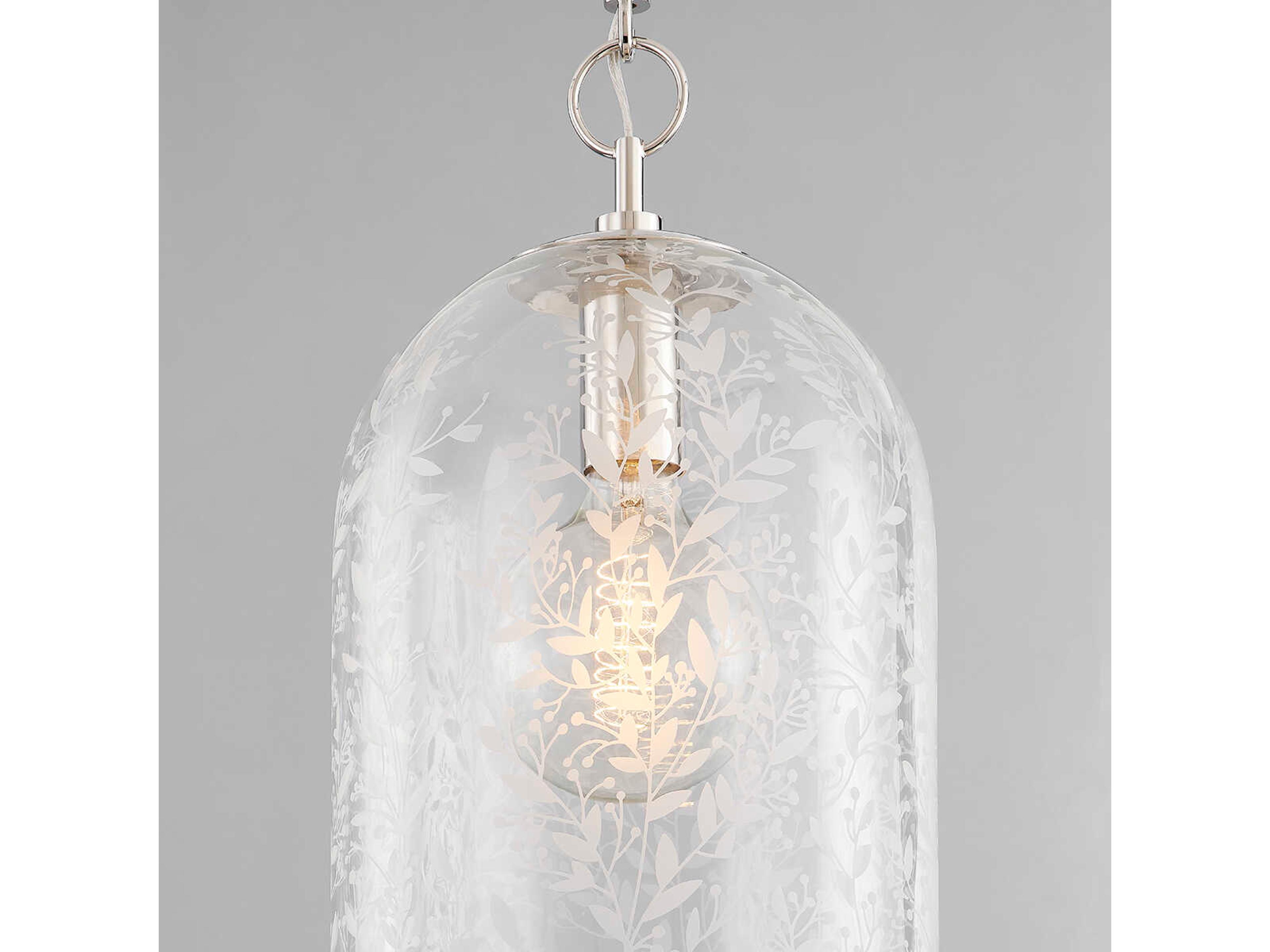 Hudson Valley Belleville 1-Light Polished Nickel Glass Bell Mini Pendant