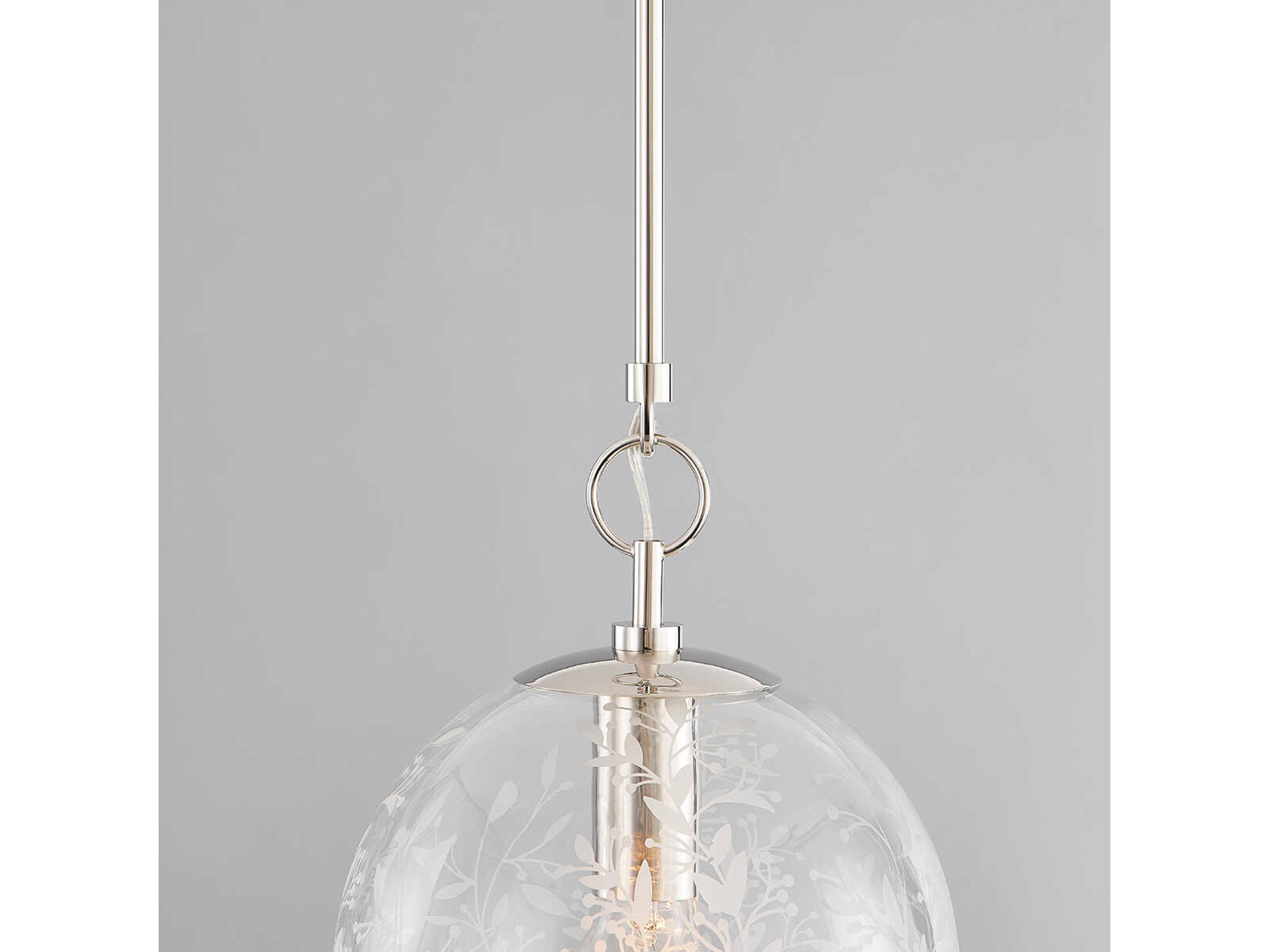 Hudson Valley Belleville 1-Light Polished Nickel Glass Bell Mini Pendant