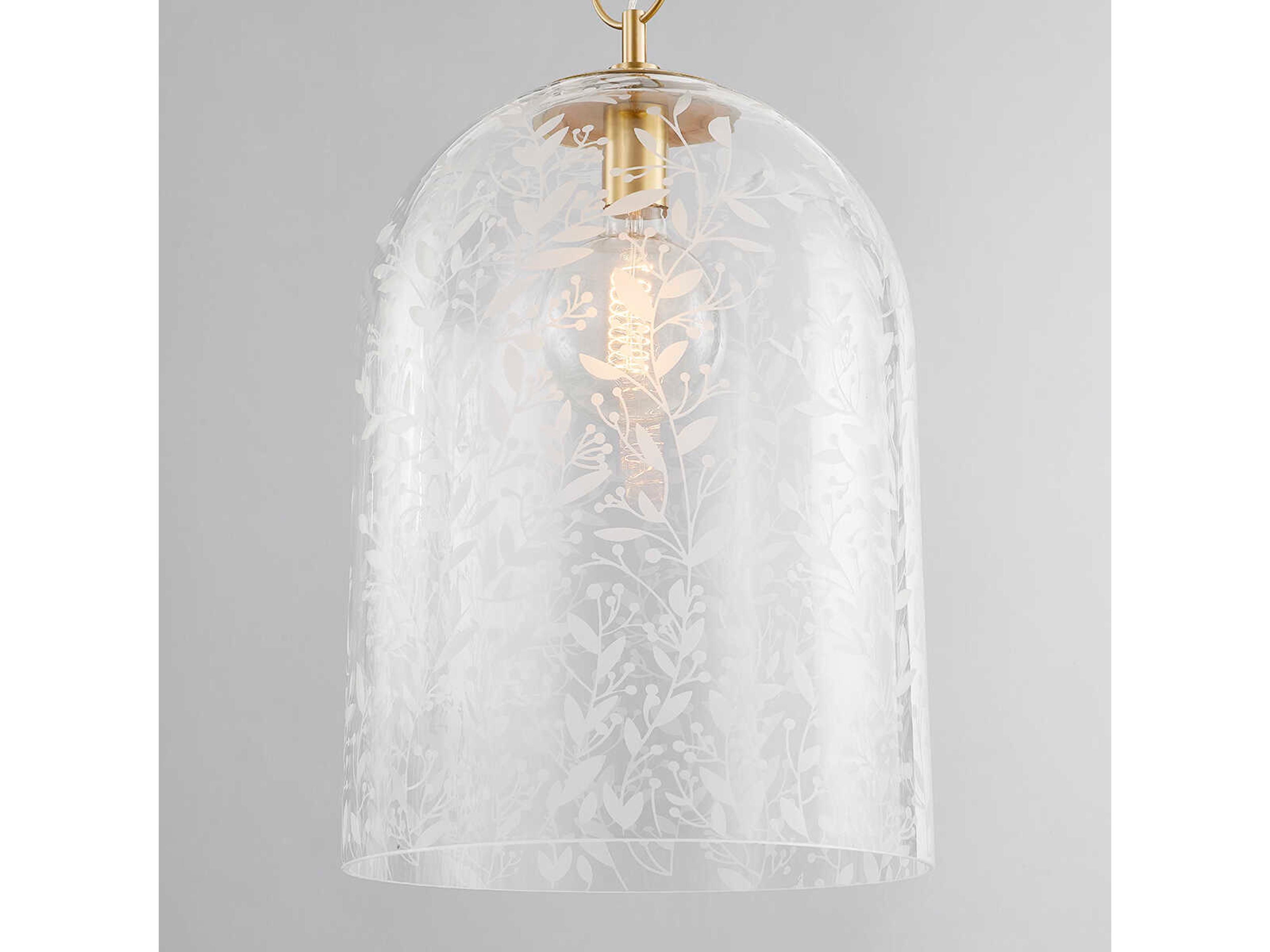 Hudson Valley Belleville 1-Light Aged Brass Glass Bell Pendant