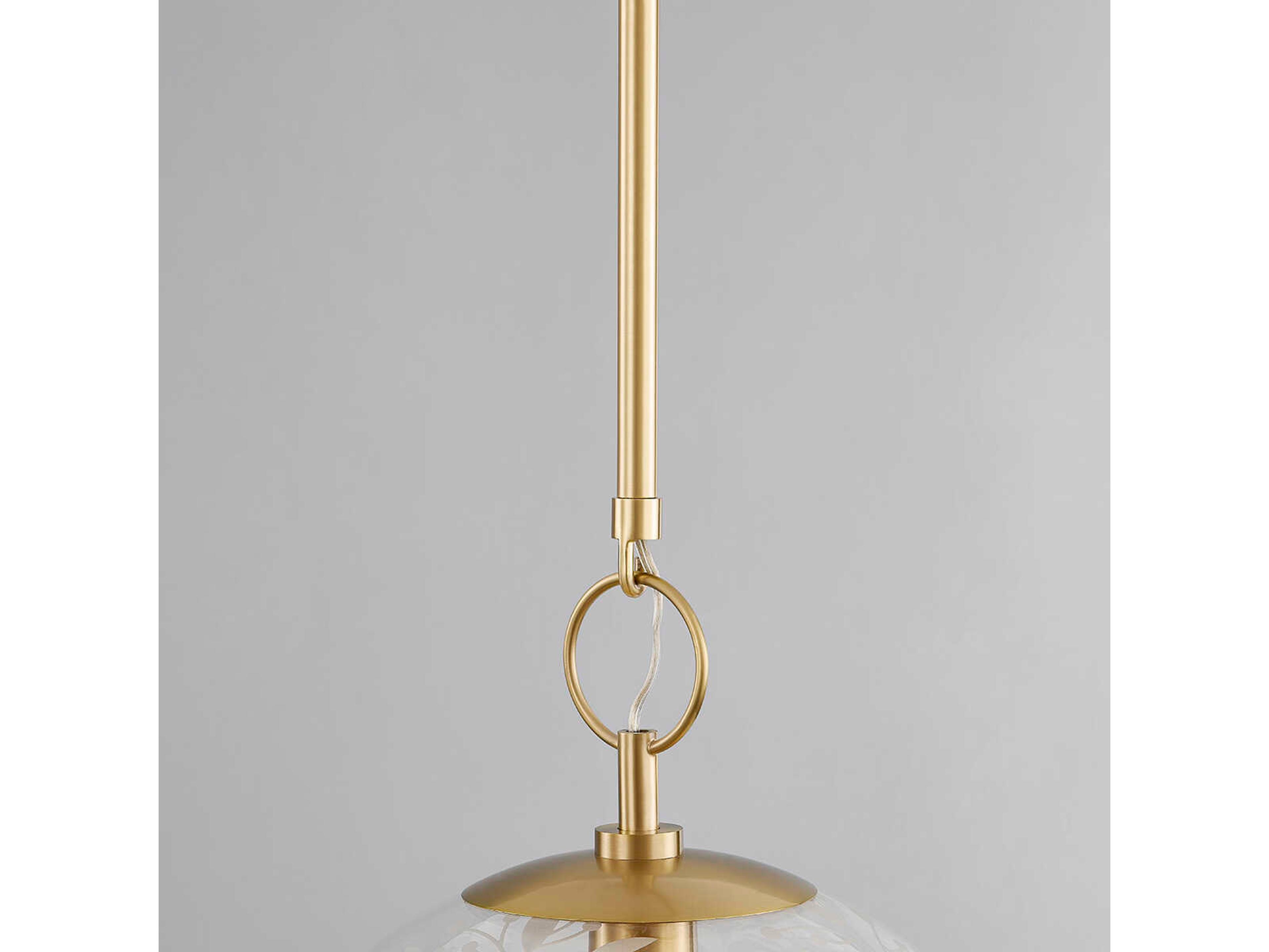 Hudson Valley Belleville 1-Light Aged Brass Glass Bell Pendant