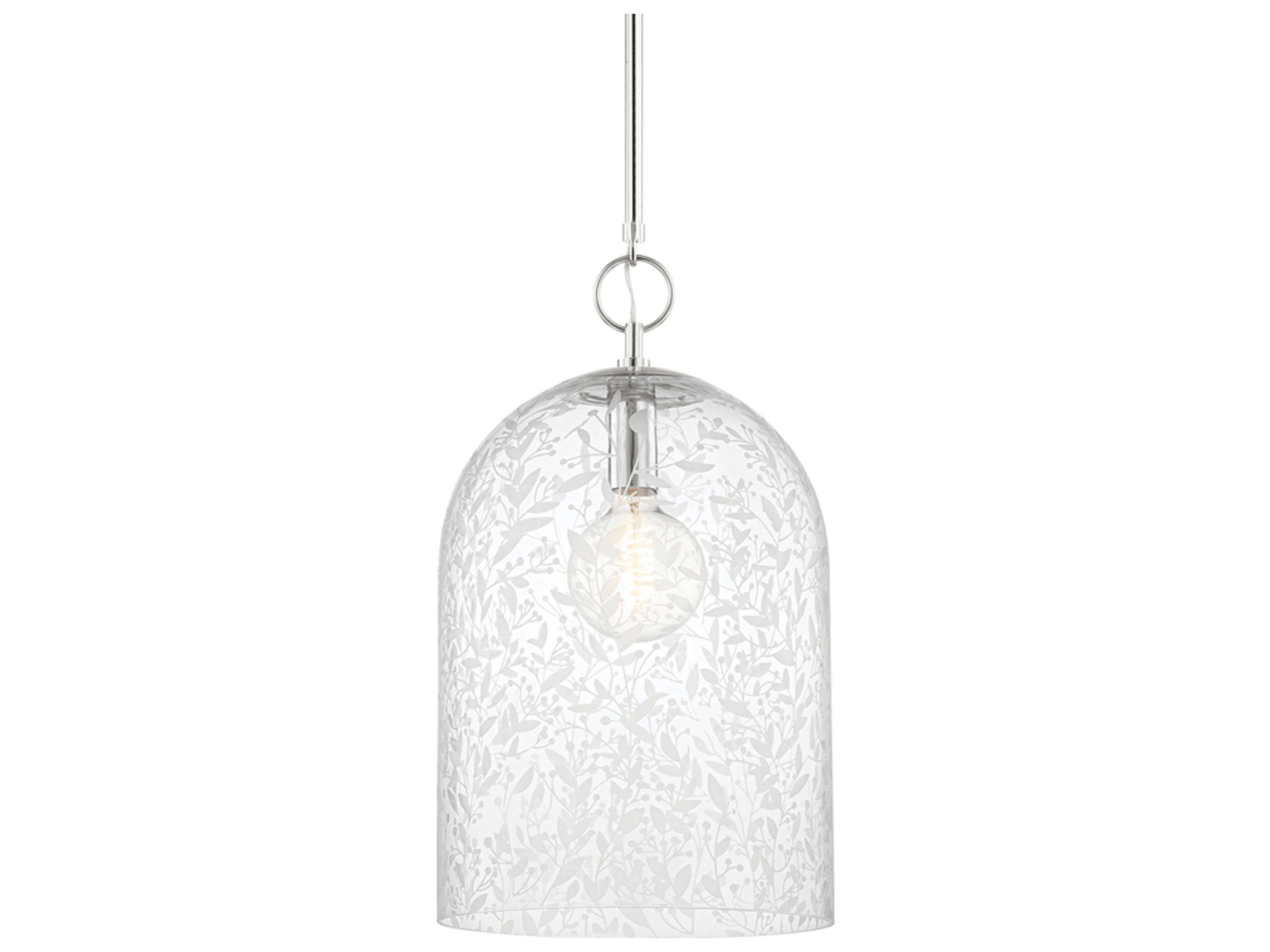 Belleville 1-Light Polished Nickel Glass Bell Pendant