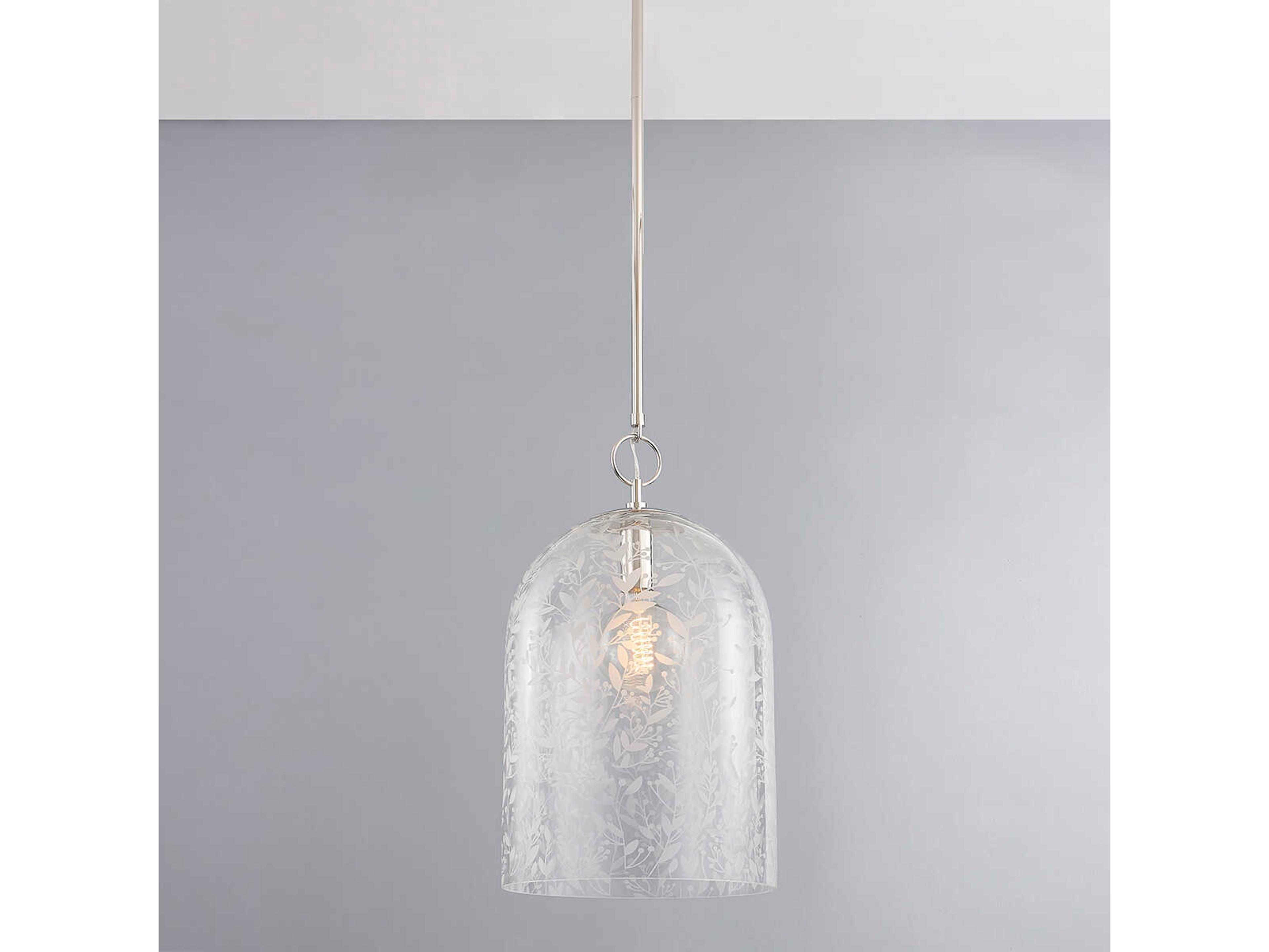 Hudson Valley Belleville 1-Light Polished Nickel Glass Bell Pendant