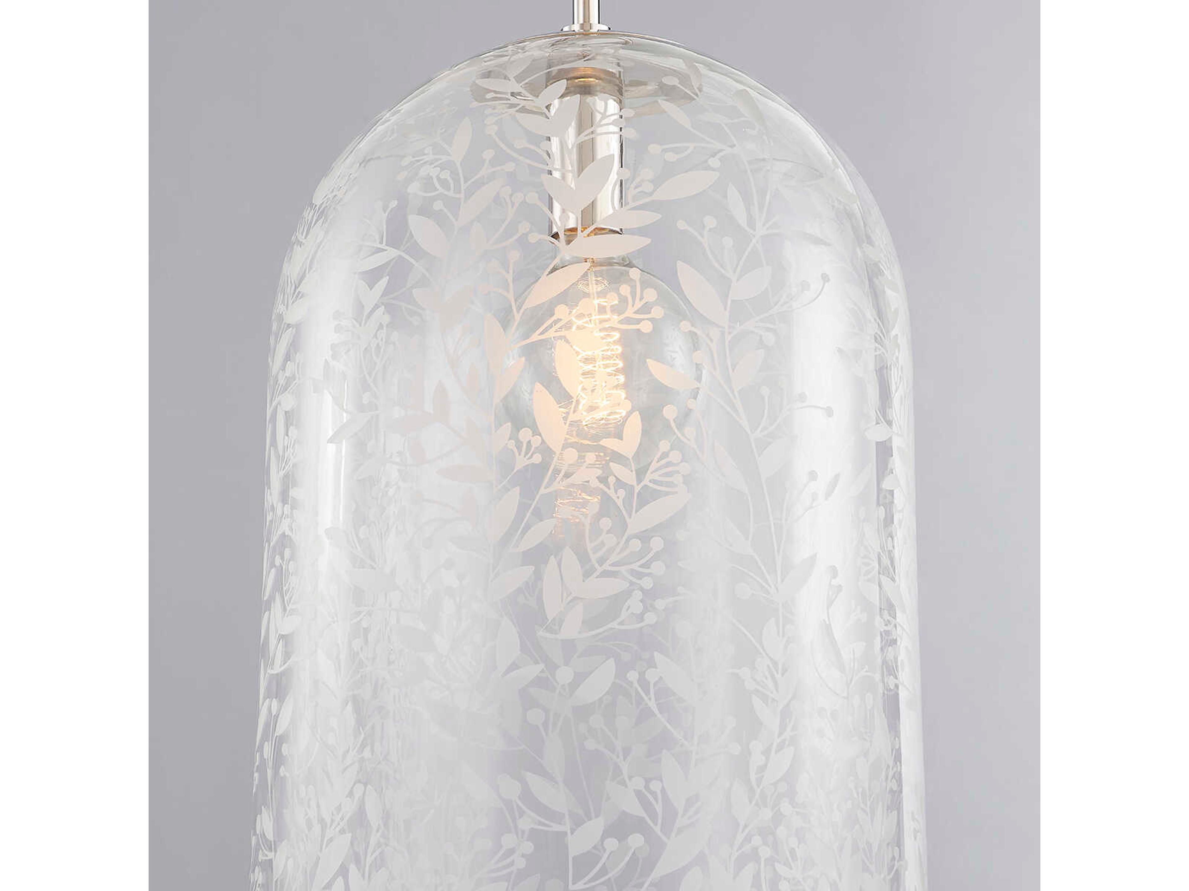 Hudson Valley Belleville 1-Light Polished Nickel Glass Bell Pendant