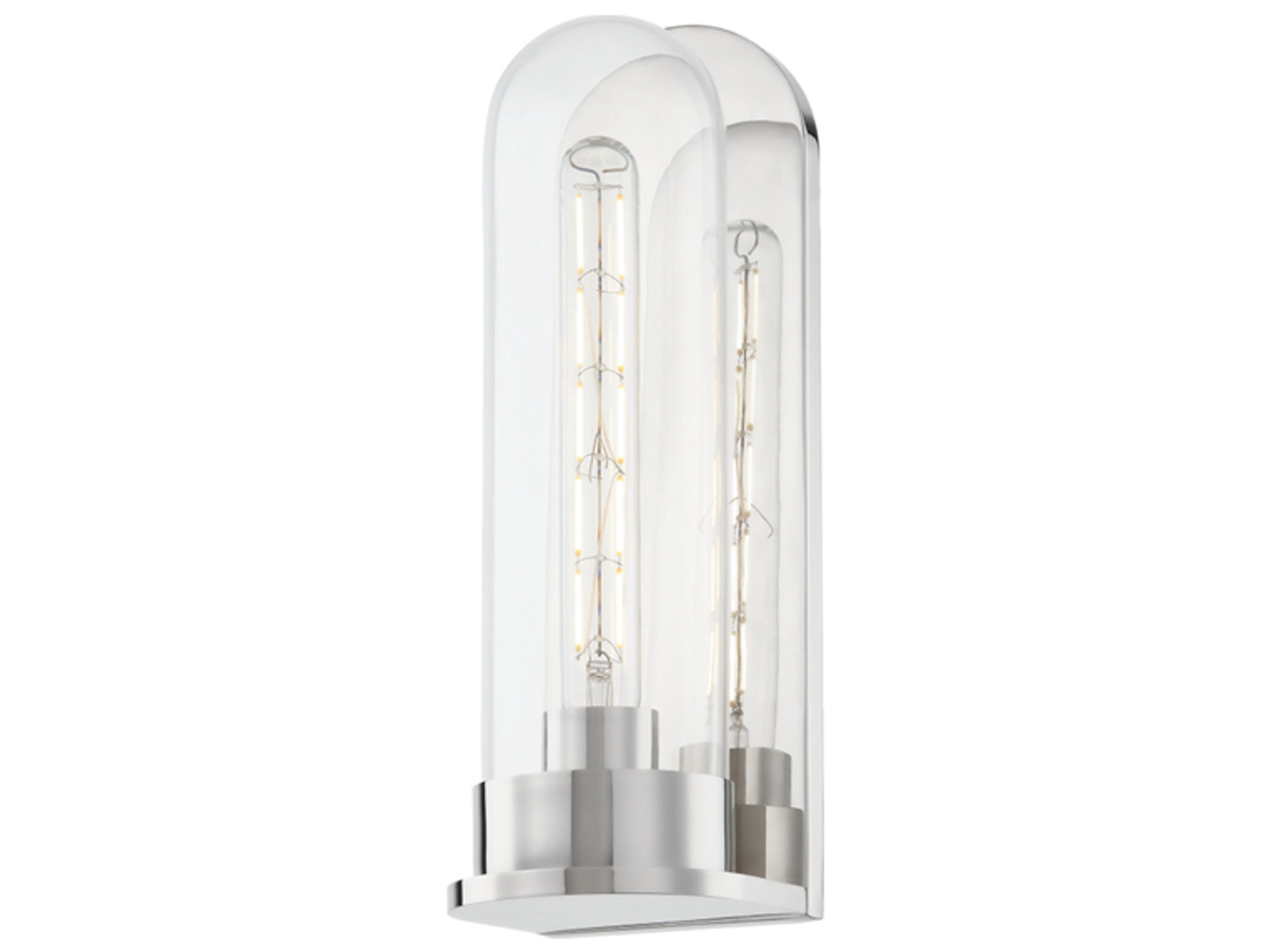 Irwin 1-Light Polished Nickel Glass Wall Sconce