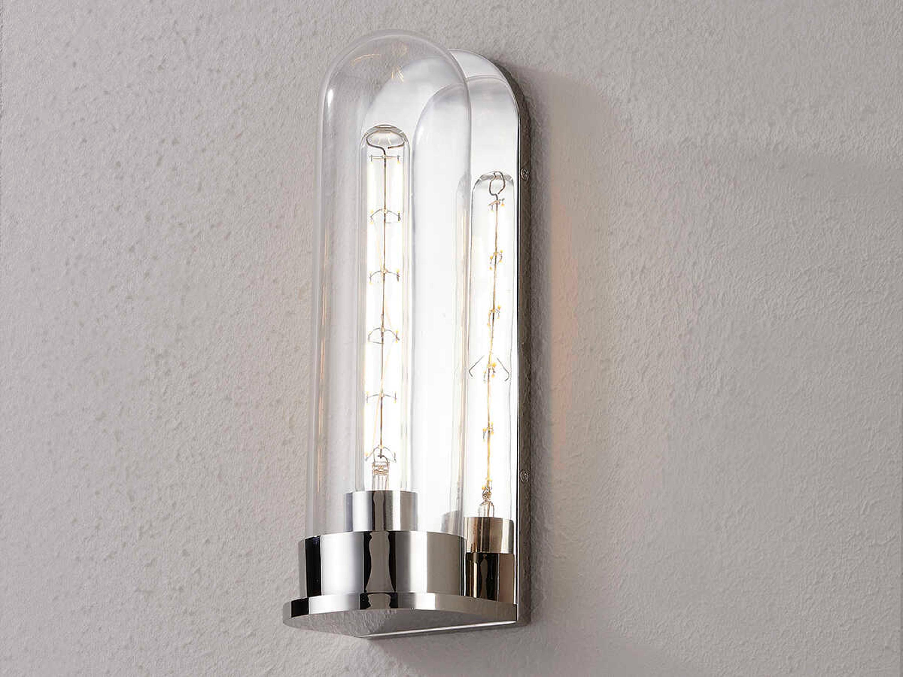 Hudson Valley Irwin 1-Light Polished Nickel Glass Wall Sconce