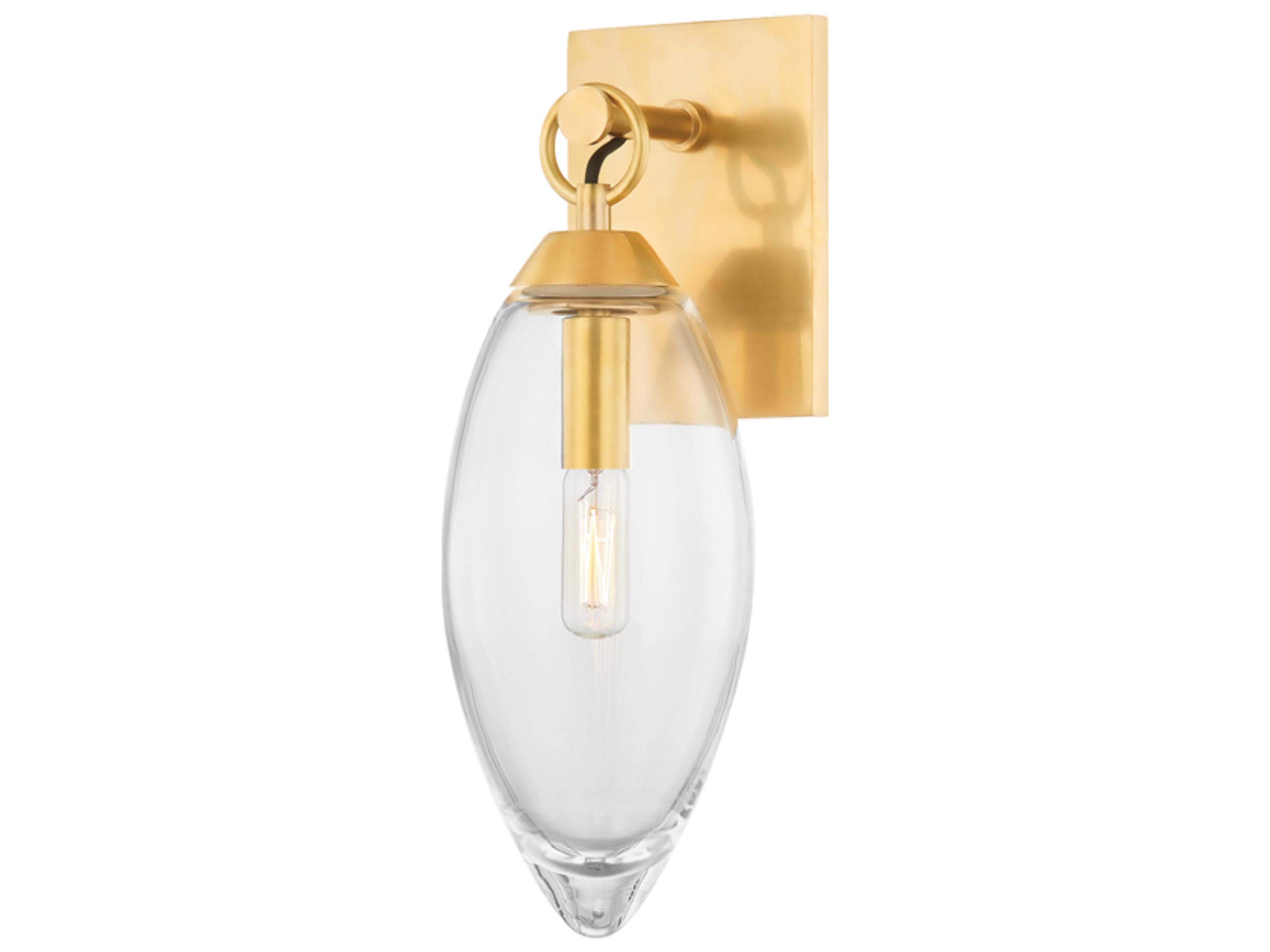 Nantucket 1-Light Aged Brass Glass Wall Sconce