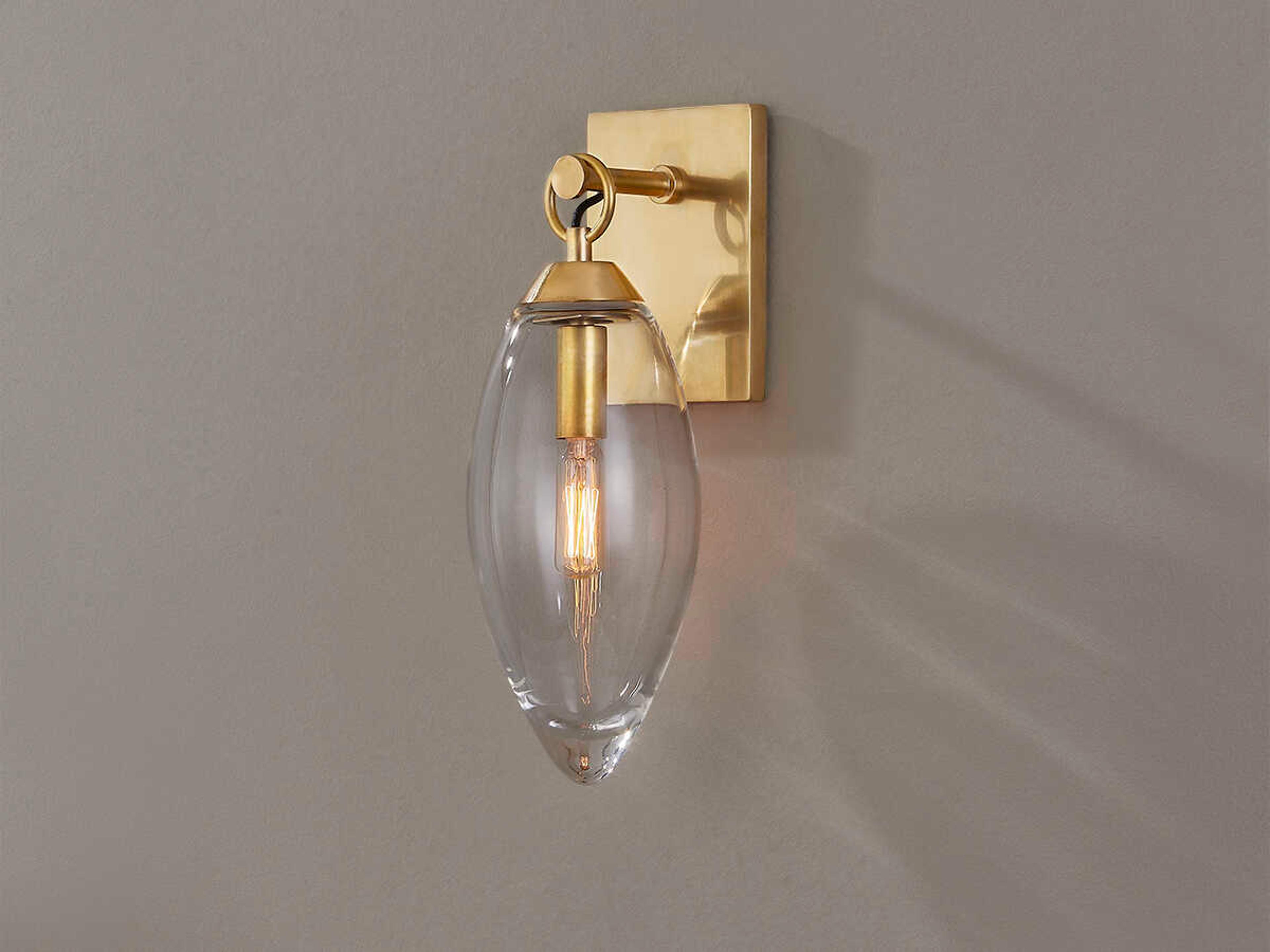 Hudson Valley Nantucket 1-Light Aged Brass Glass Wall Sconce