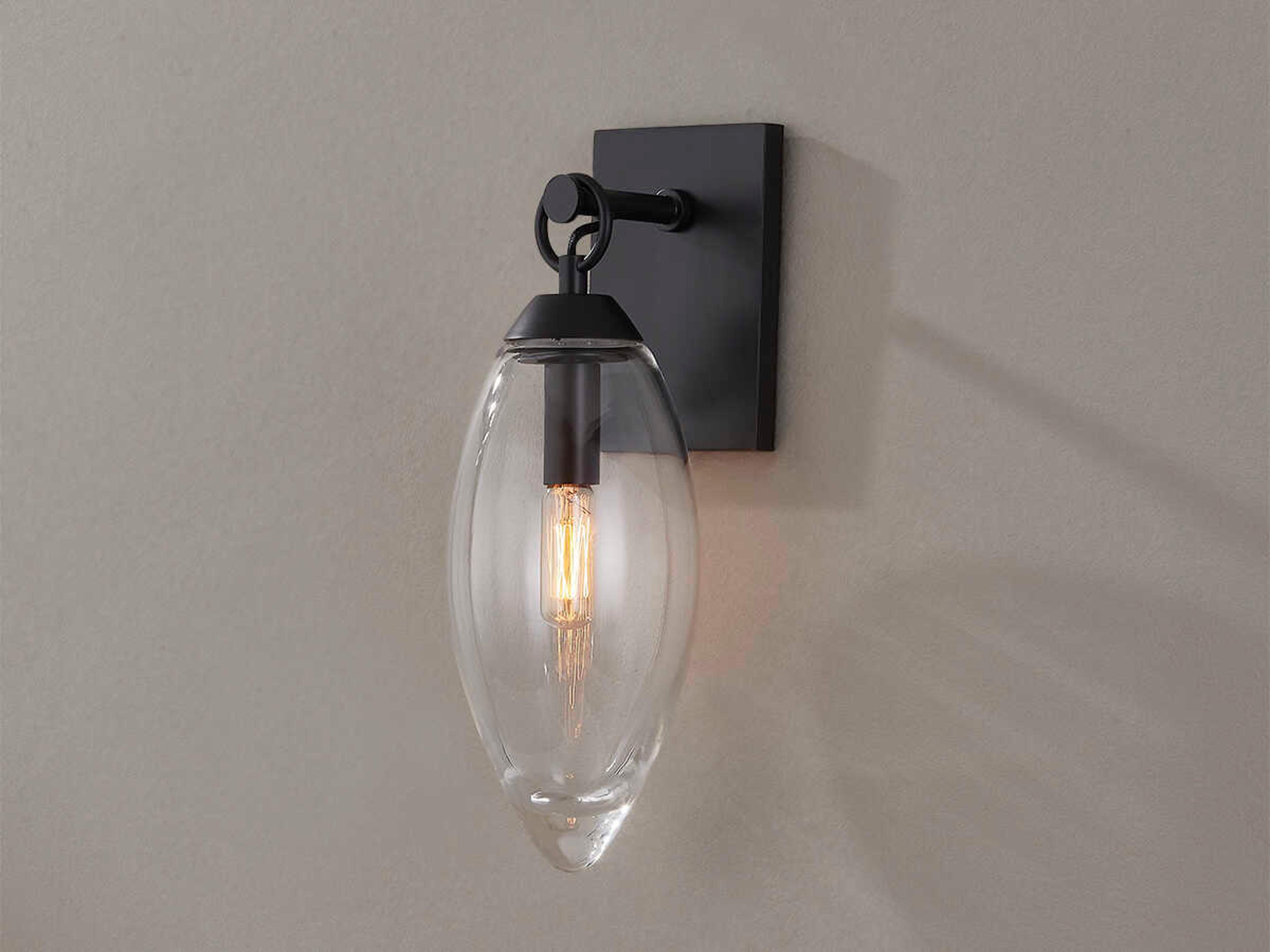 Hudson Valley Nantucket 1-Light Black Brass Glass Wall Sconce