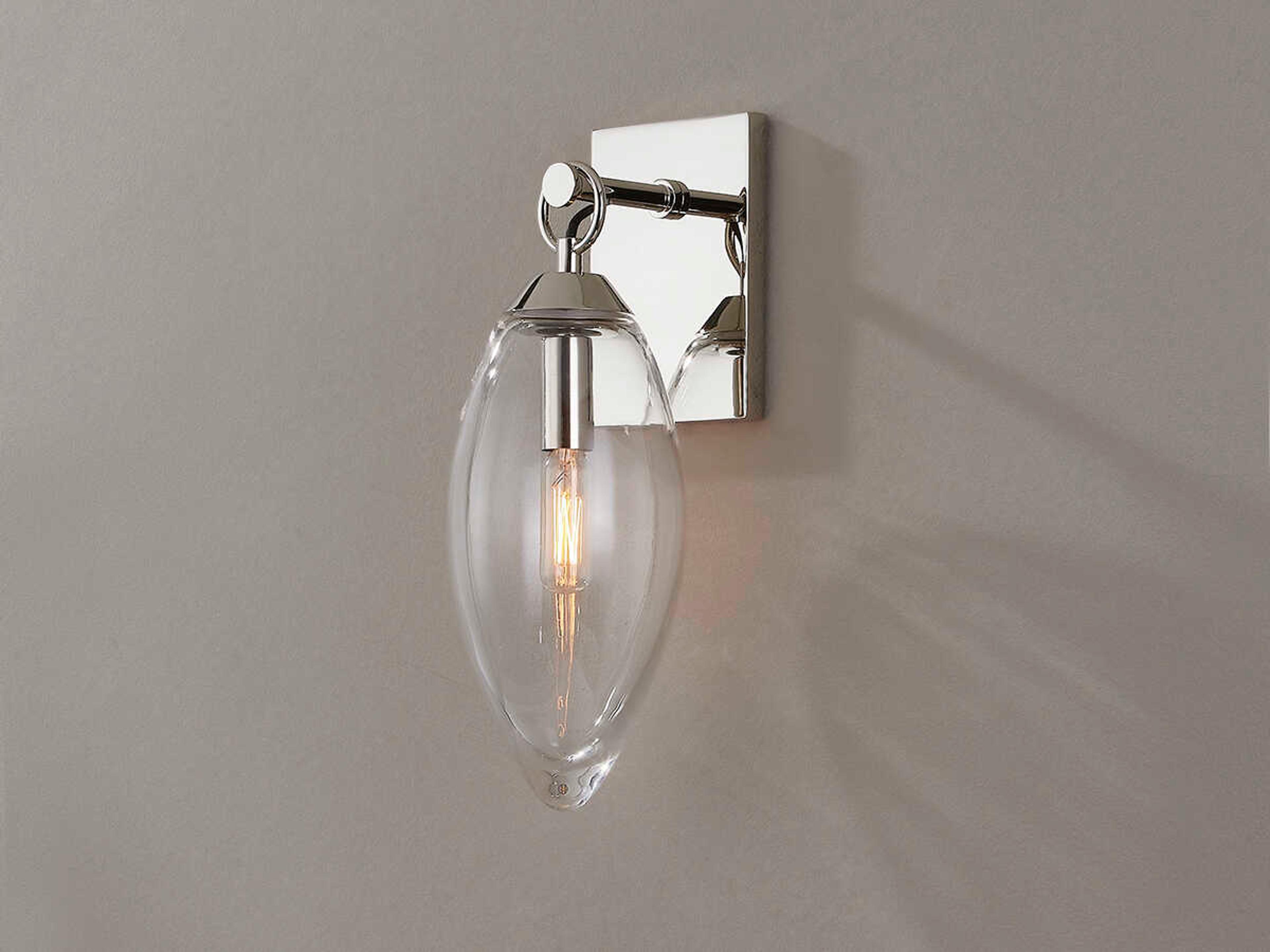Hudson Valley Nantucket 1-Light Polished Nickel Glass Wall Sconce