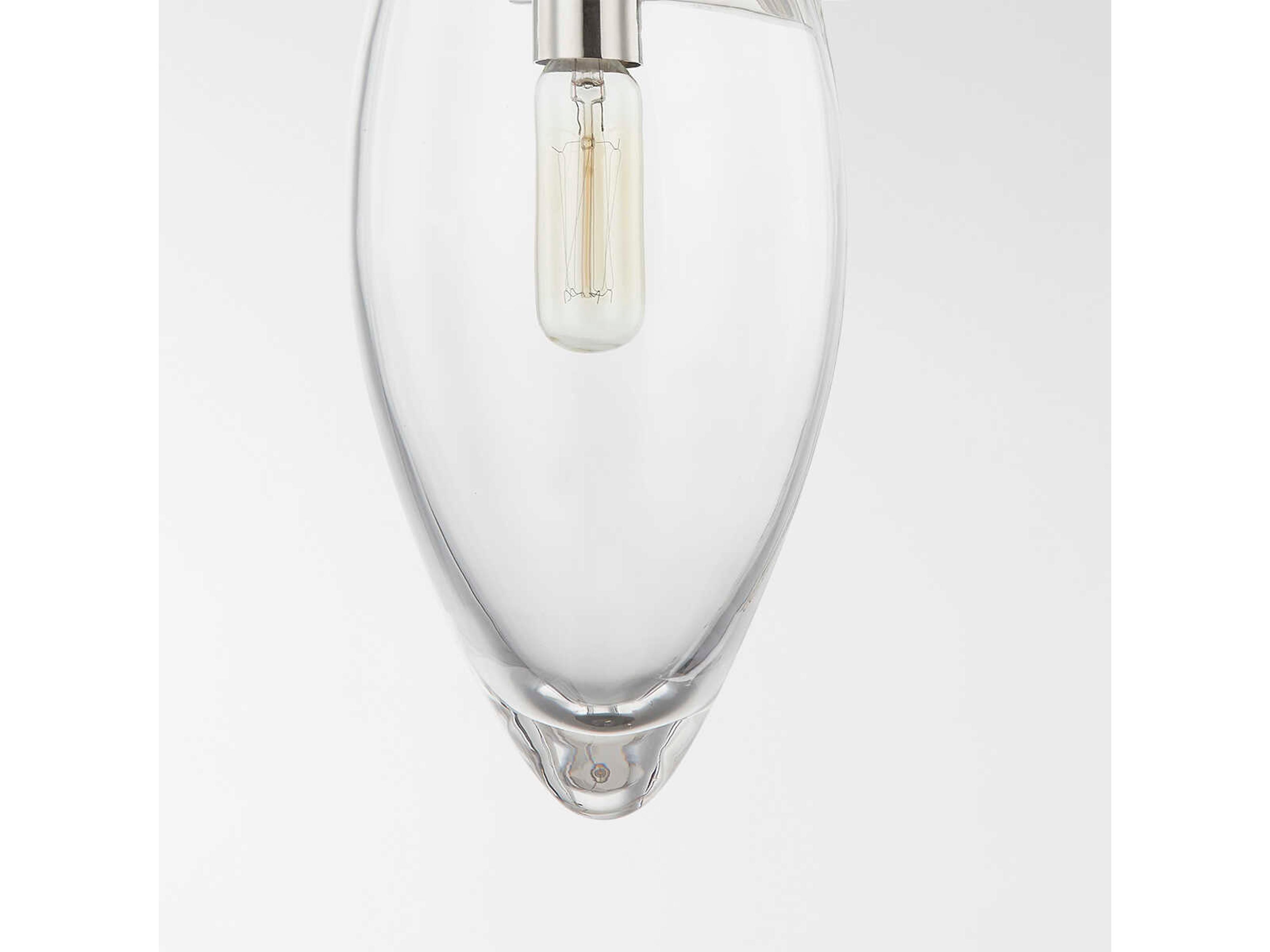 Hudson Valley Nantucket 1-Light Polished Nickel Glass Wall Sconce