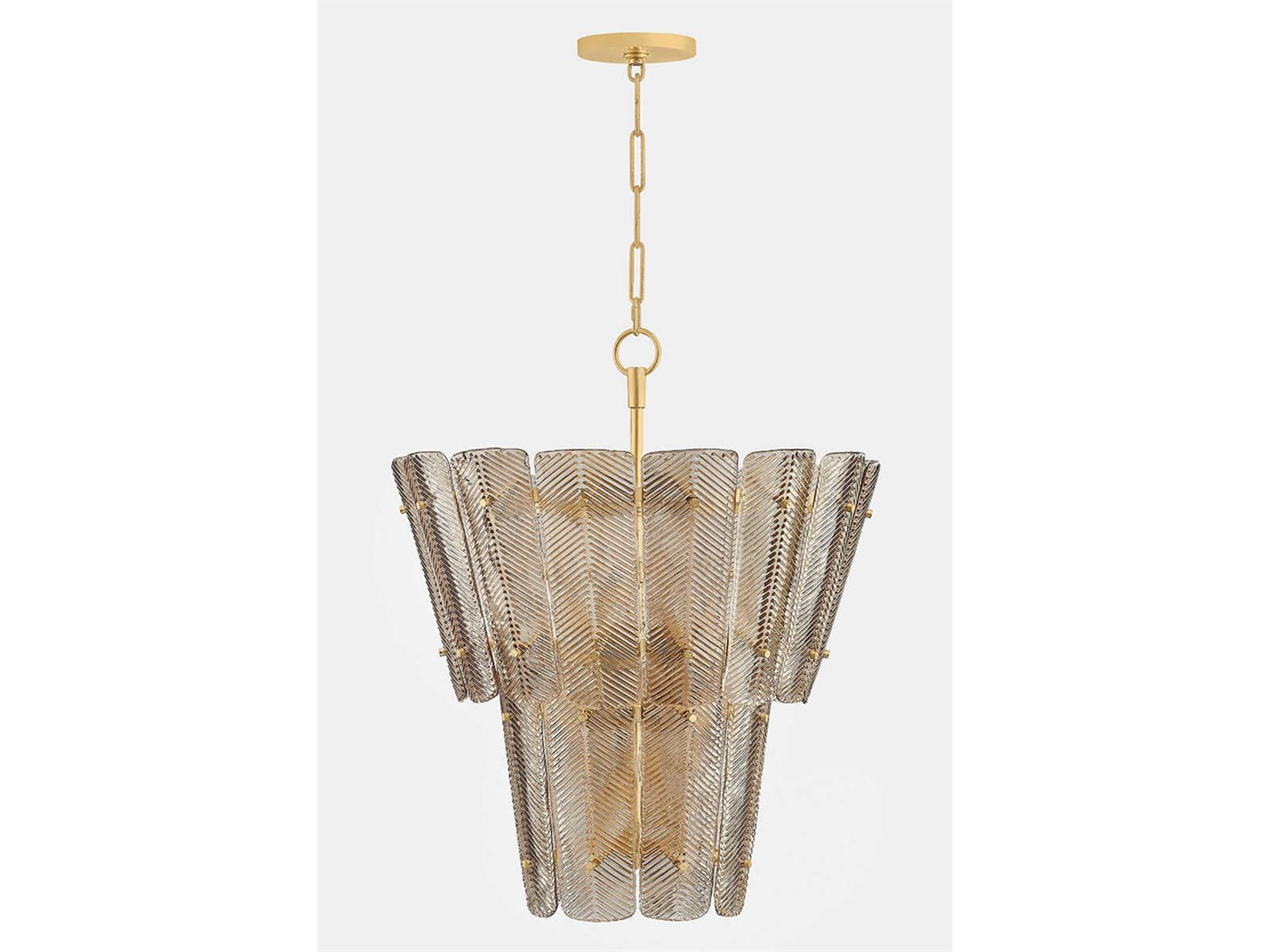 Hudson Valley Cassian 10-Light Vintage Gold Leaf Bronze Tiered Chandelier