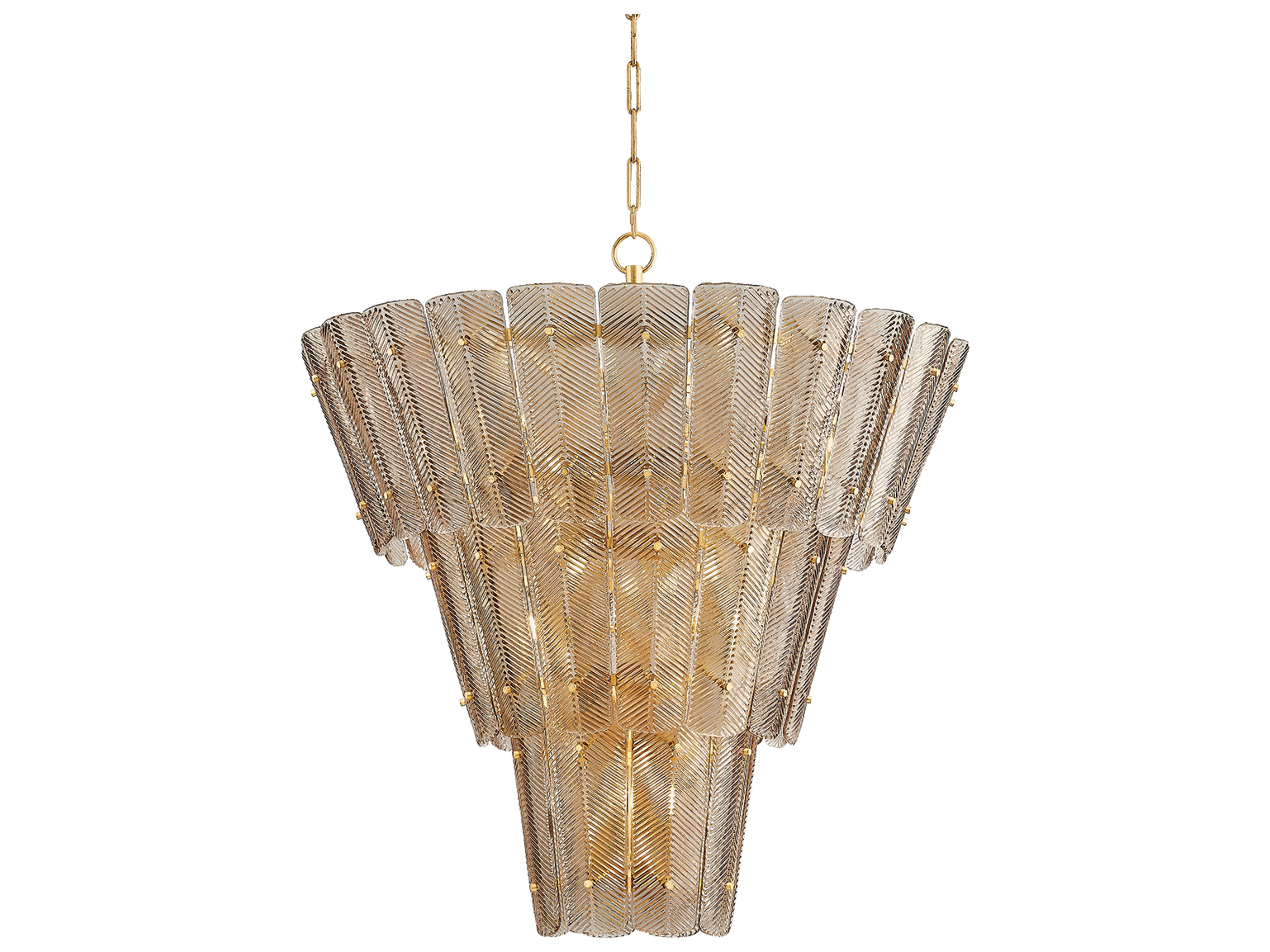 Cassian 18-Light Vintage Gold Leaf Tiered Chandelier