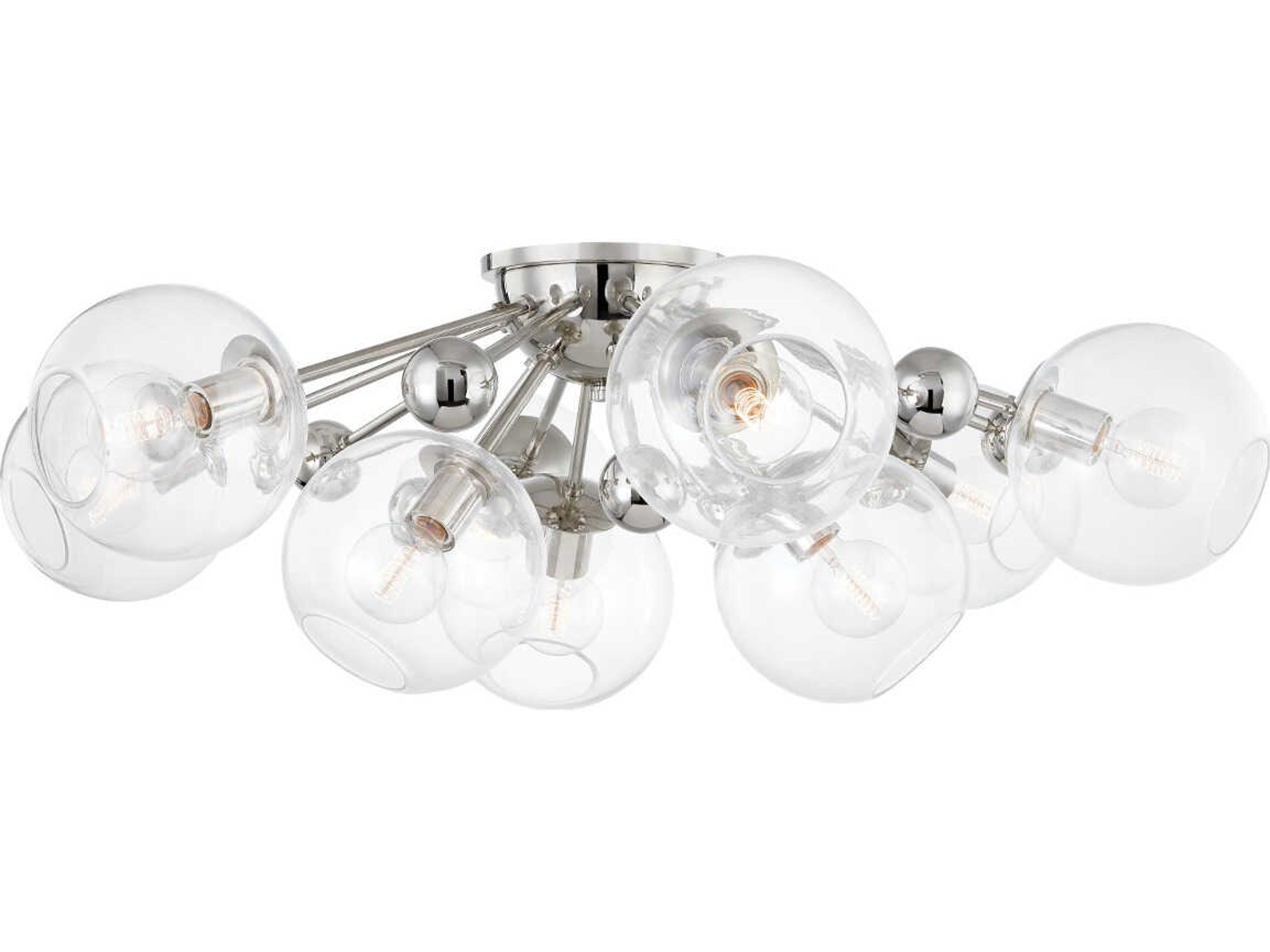 Abbott 9-Light Polished Nickel Glass Globe Flush Mount