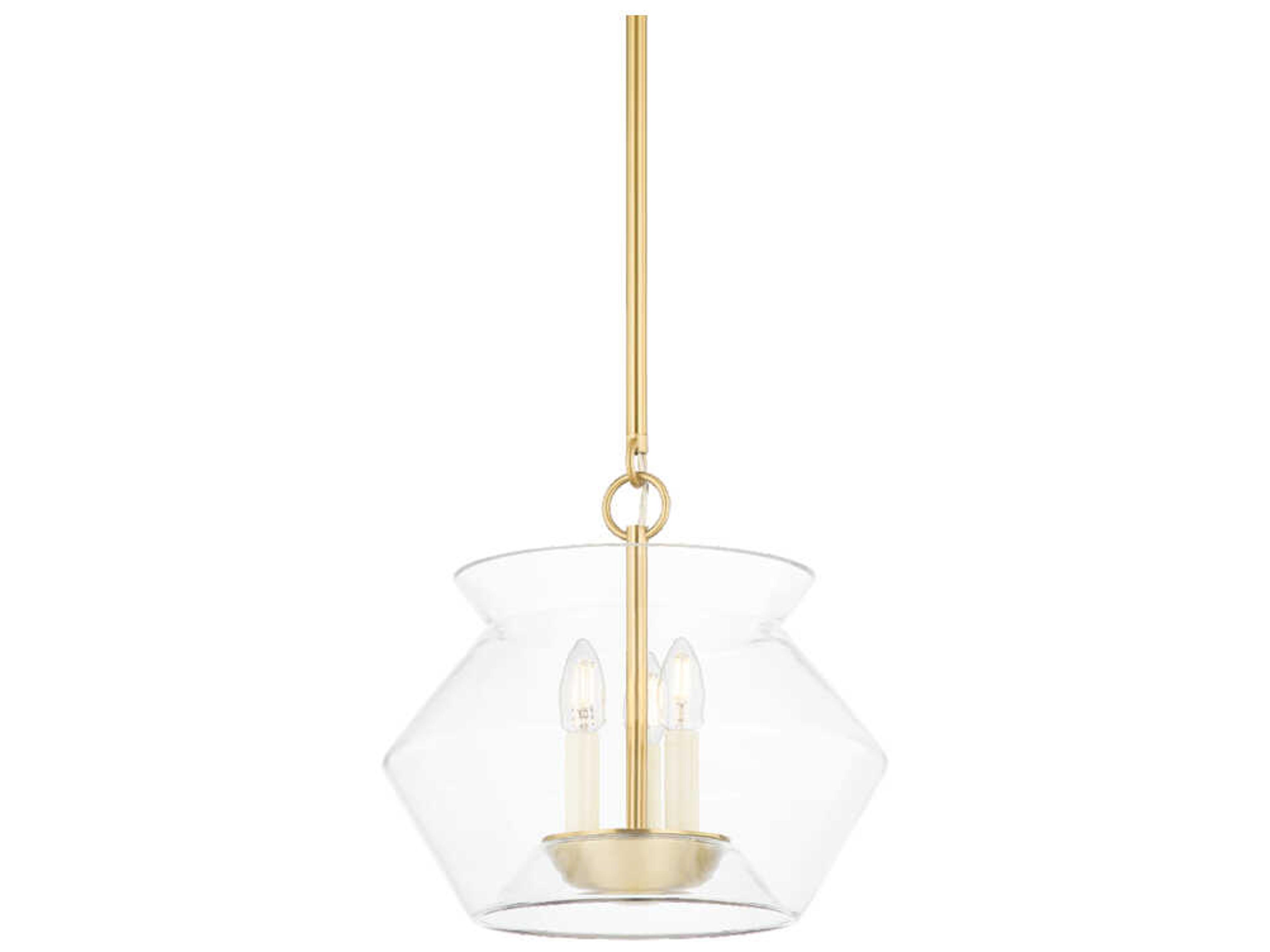 Edmonton 3-Light Aged Brass Glass Pendant